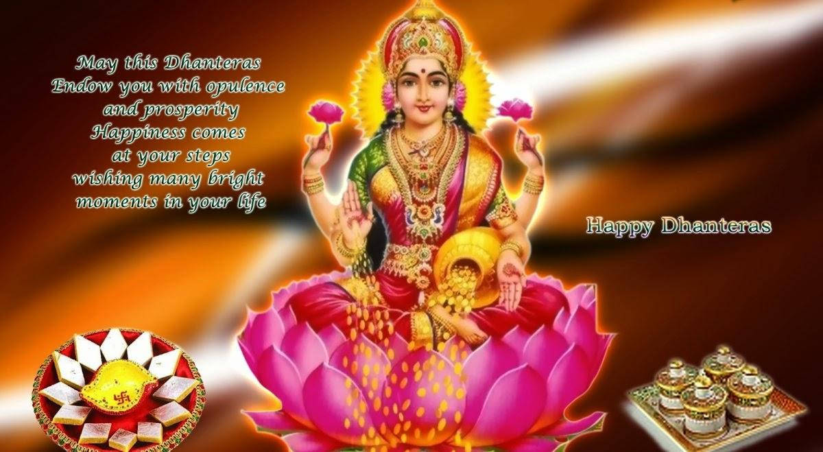 Masayang Pagbati sa Dhanteras kay Lakshmi Wallpaper