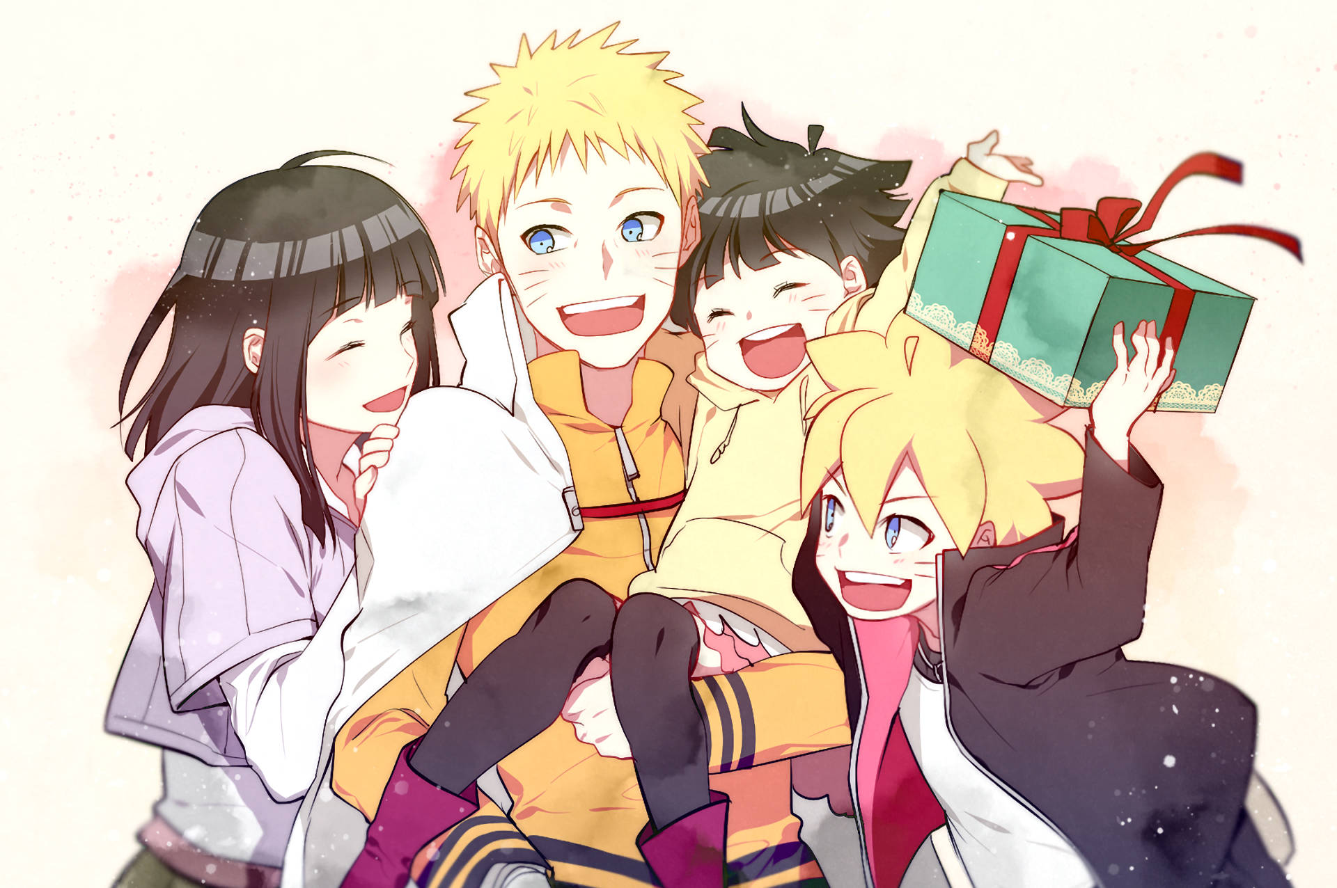 Masayang Pamilya nina Naruto at Hinata Wallpaper