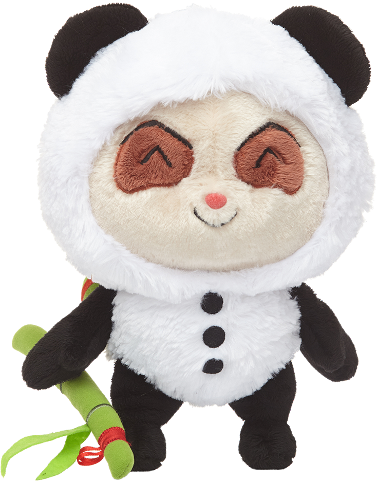 Masayang Panda Plush Toy na may Bamboo Wallpaper