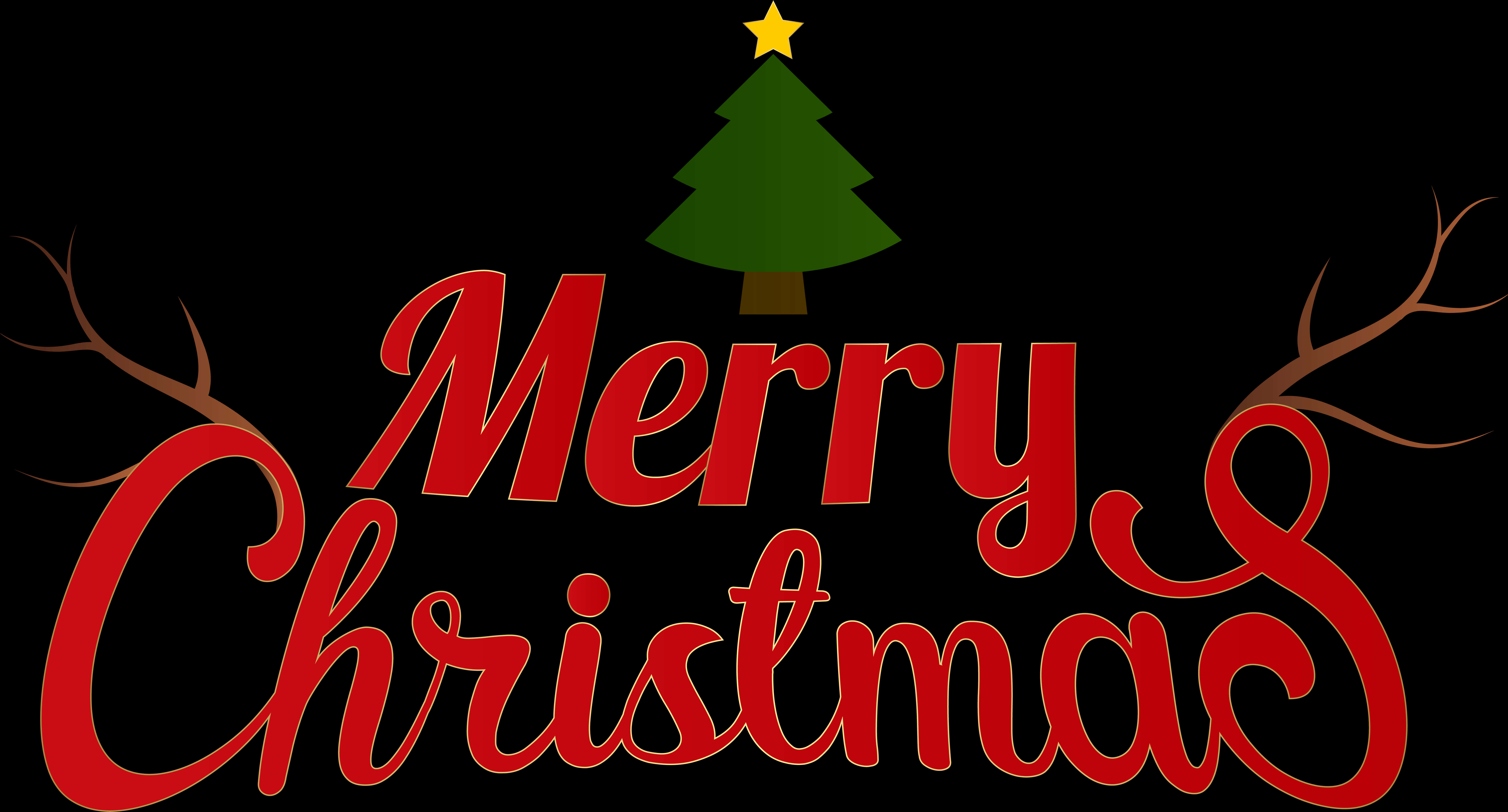 Masayang Pasko Graphics ng Sungay ng Reindeer sa Puno Wallpaper