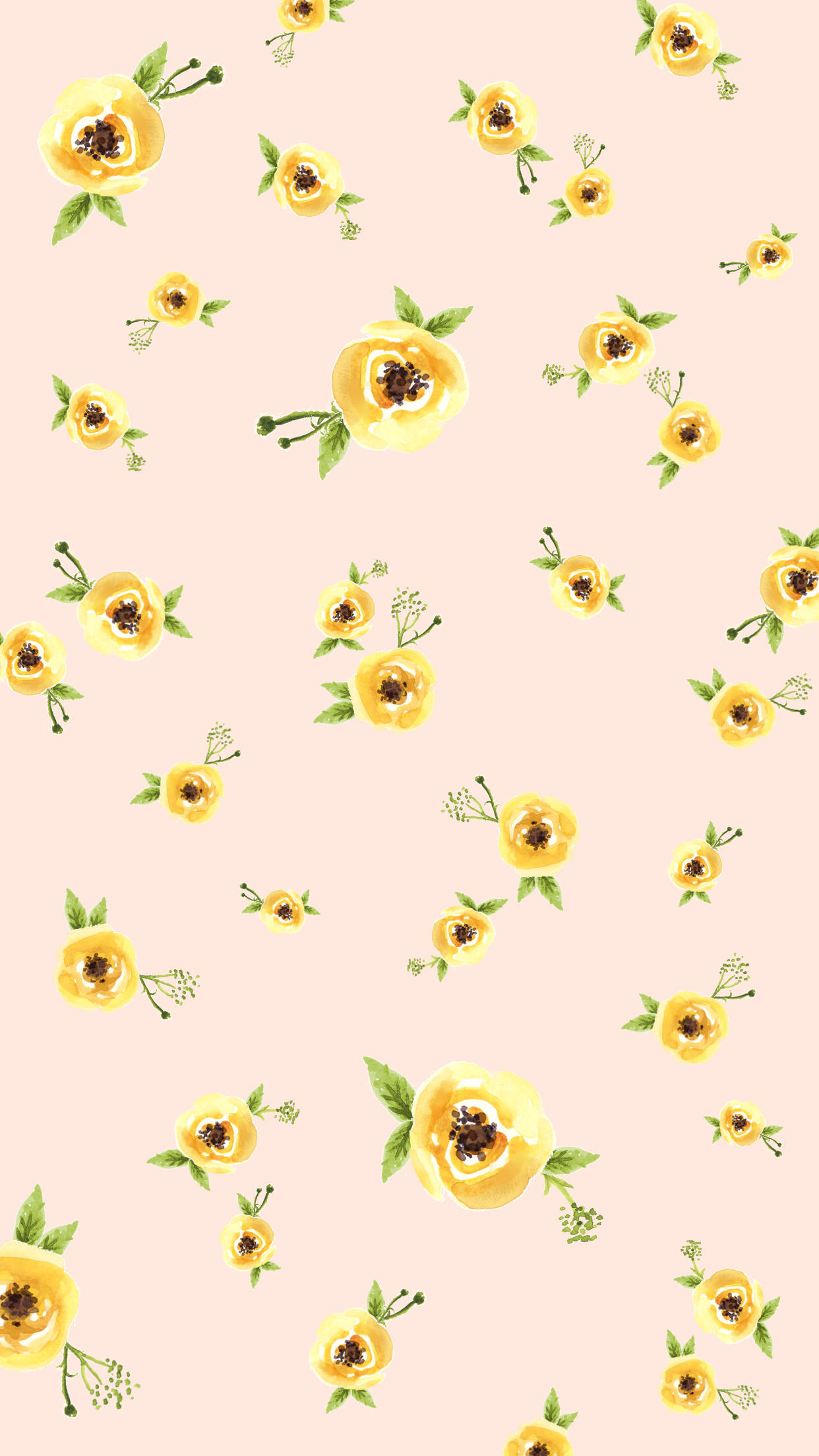 Masayang Pattern ng Dilaw na Bulaklak sa Tagsibol Wallpaper