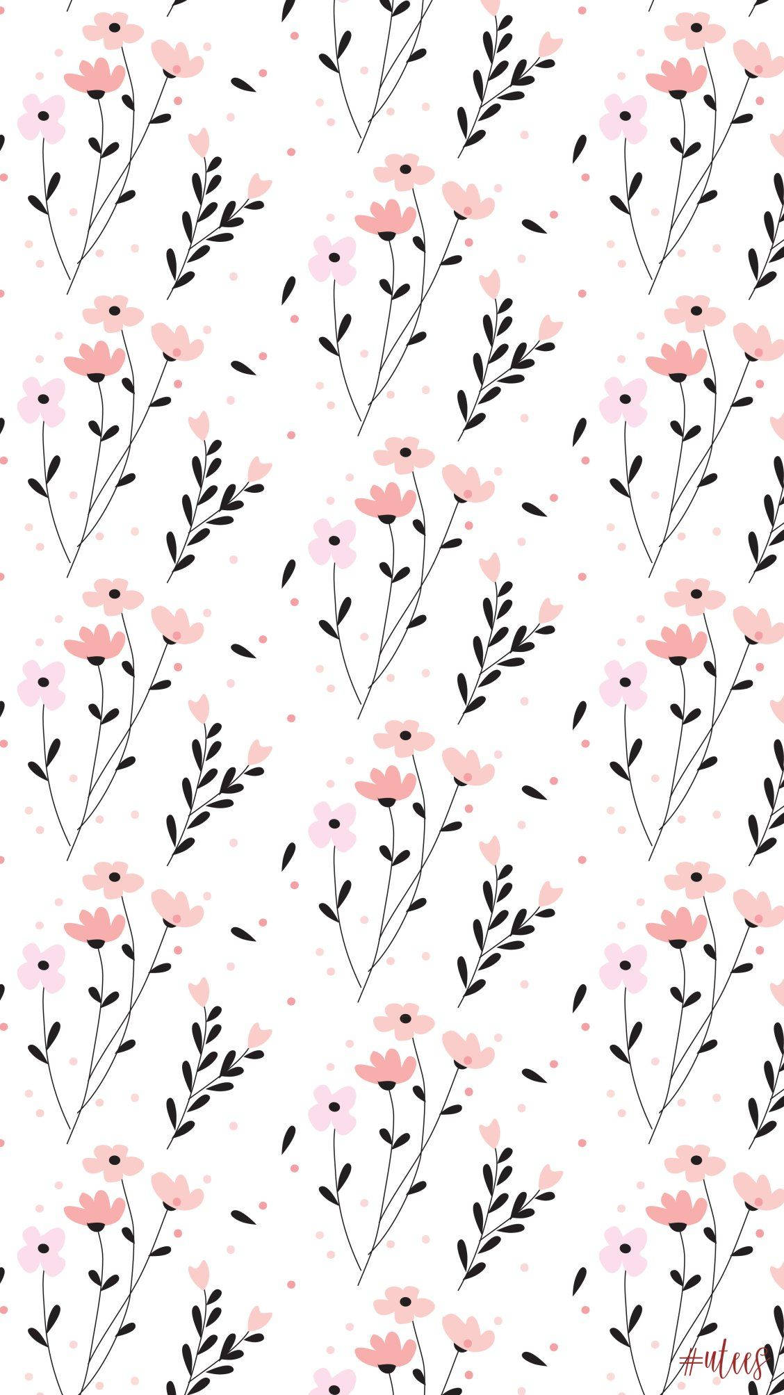 Masayang Pattern ng Rosas na Bulaklak sa Tagsibol Wallpaper