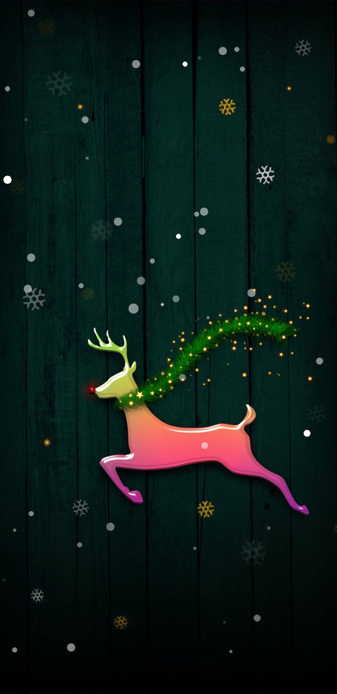 Masayang Reindeer na Nagdiriwang ng Pasko Wallpaper