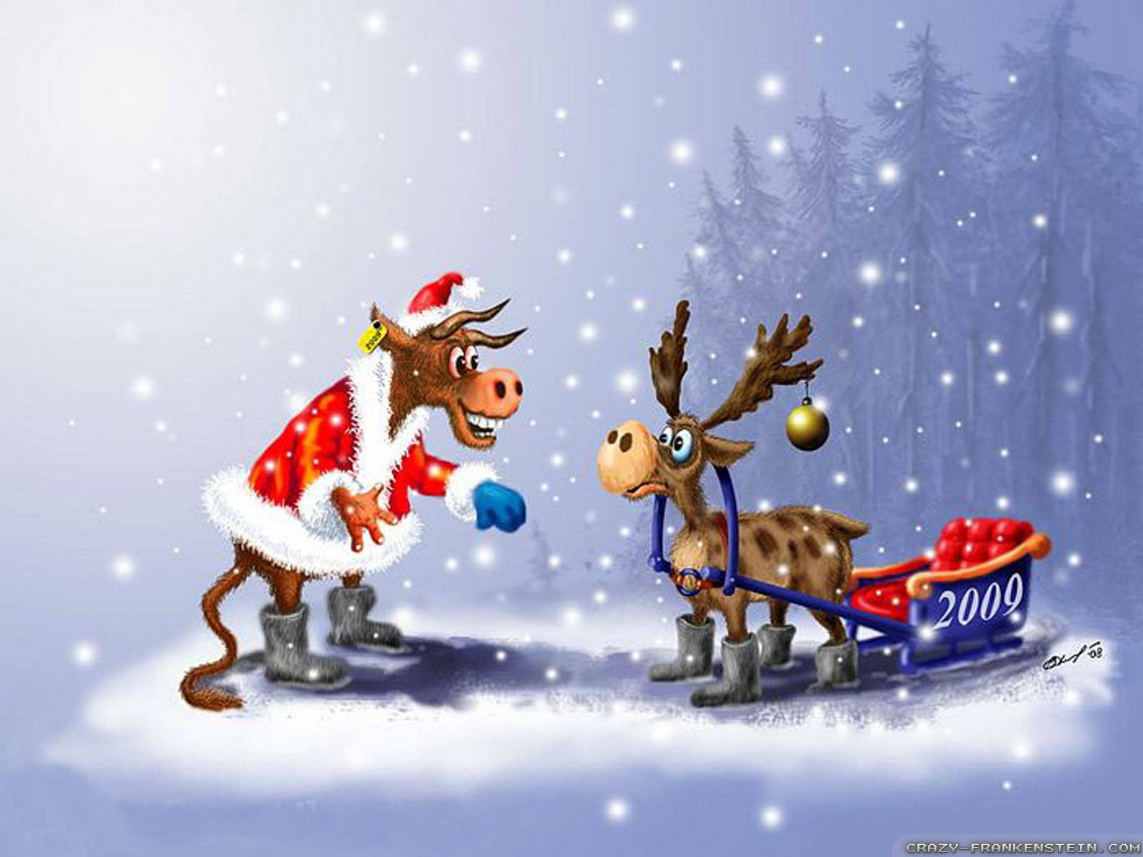 Masayang Reindeer sa Pasko Wallpaper