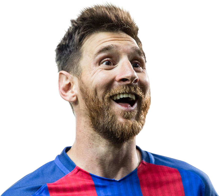 Masayang Soccer Star na Nakasuot ng F C Barcelona Kit Wallpaper