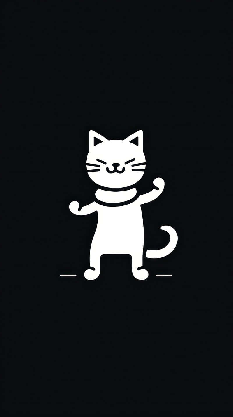Masayang Sumasayaw na Pusa Ilustrasyon Wallpaper