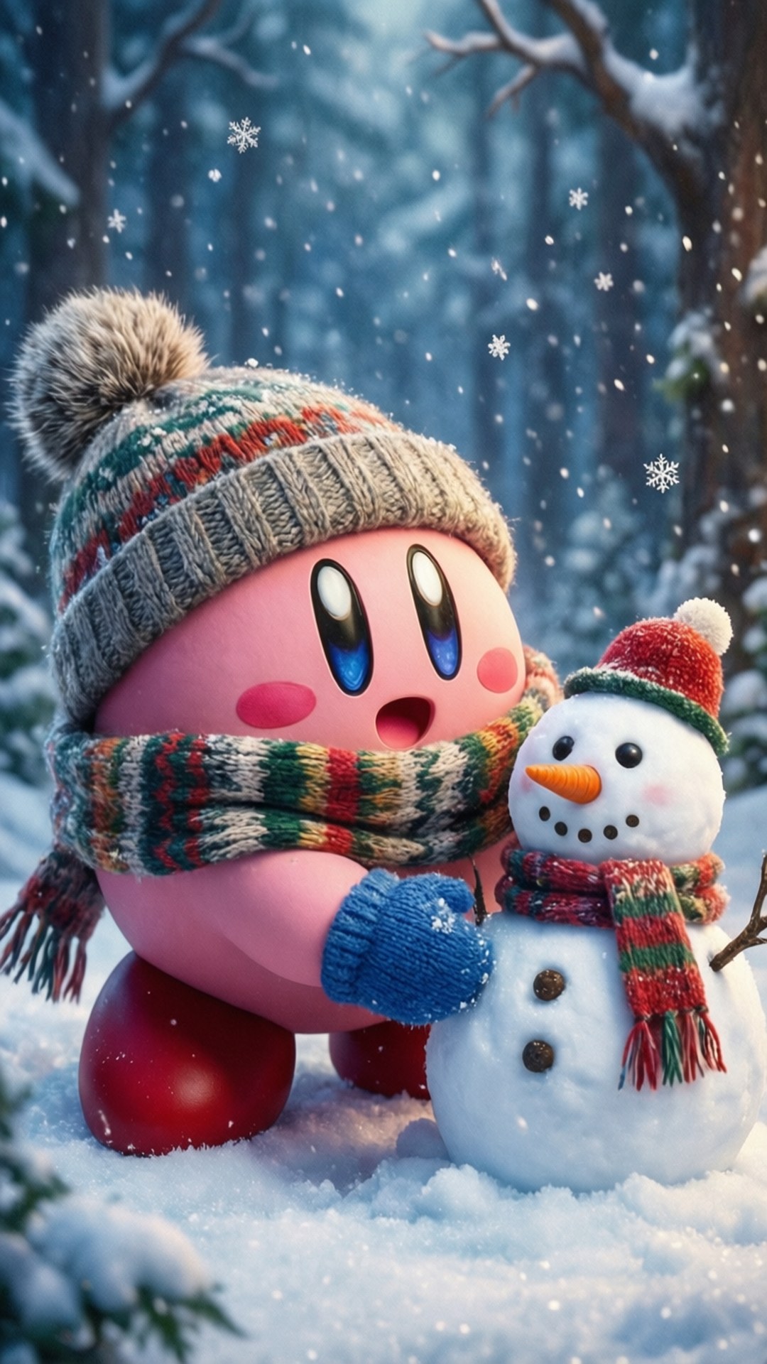Masayang Taglamig kasama si Kirby Wallpaper