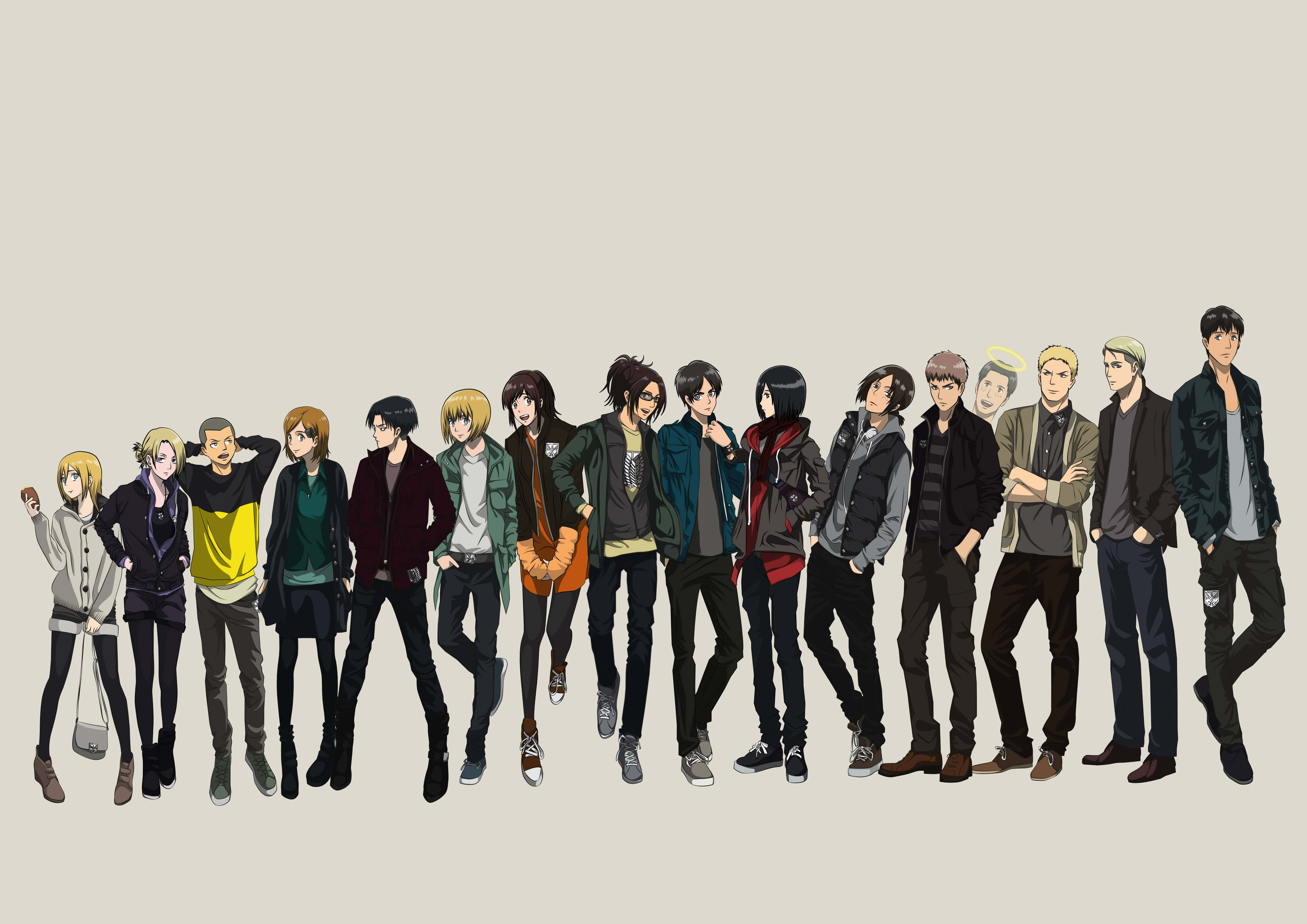 Masigas na Tagahanga ng Anime na Nag-e-enjoy sa Attack on Titan - Eren Yeager, Mikasa Ackermann at Armin Arlert Wallpaper