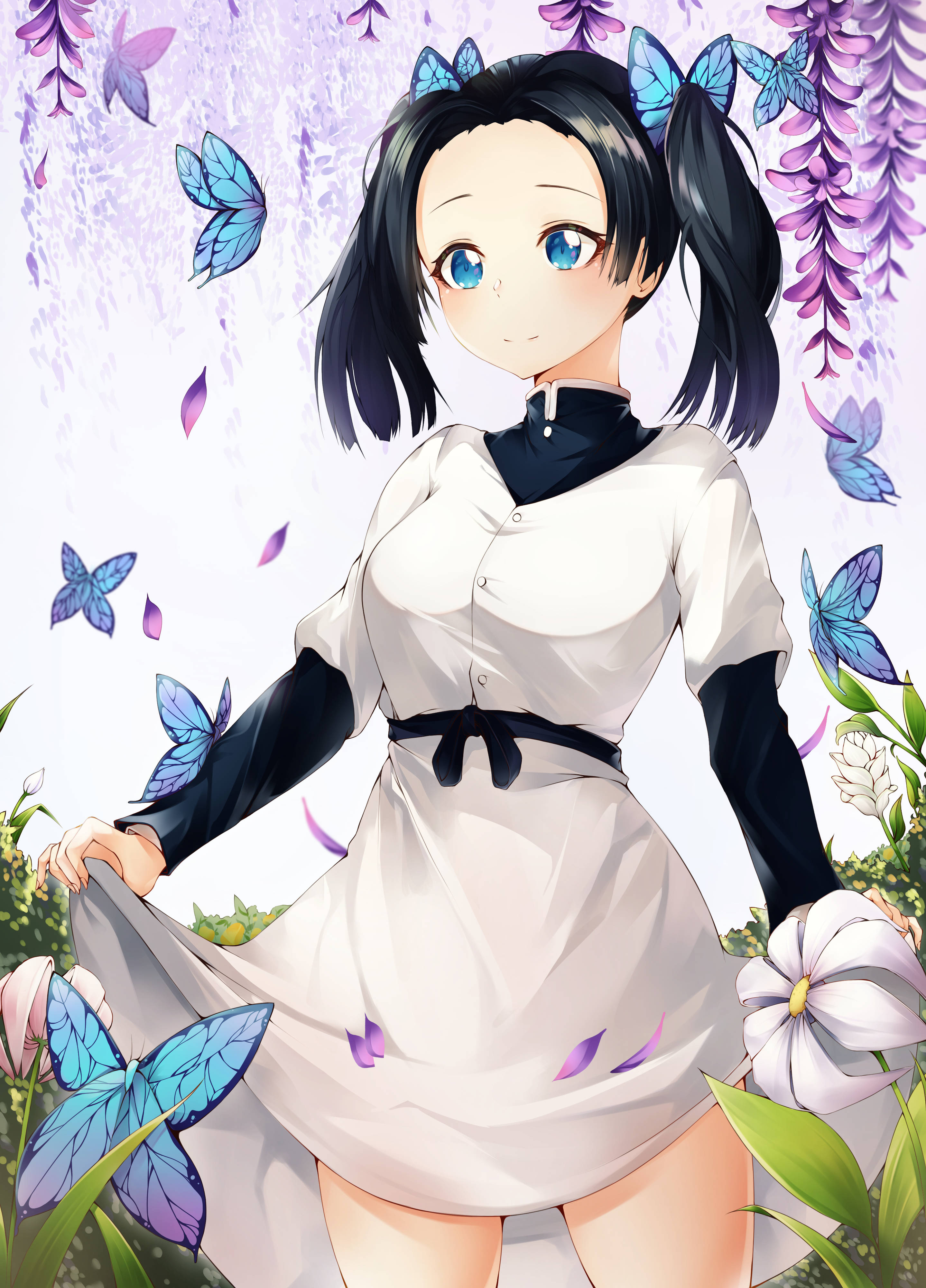 Masining Aoi Kanzaki na may mga Paruparo Wallpaper