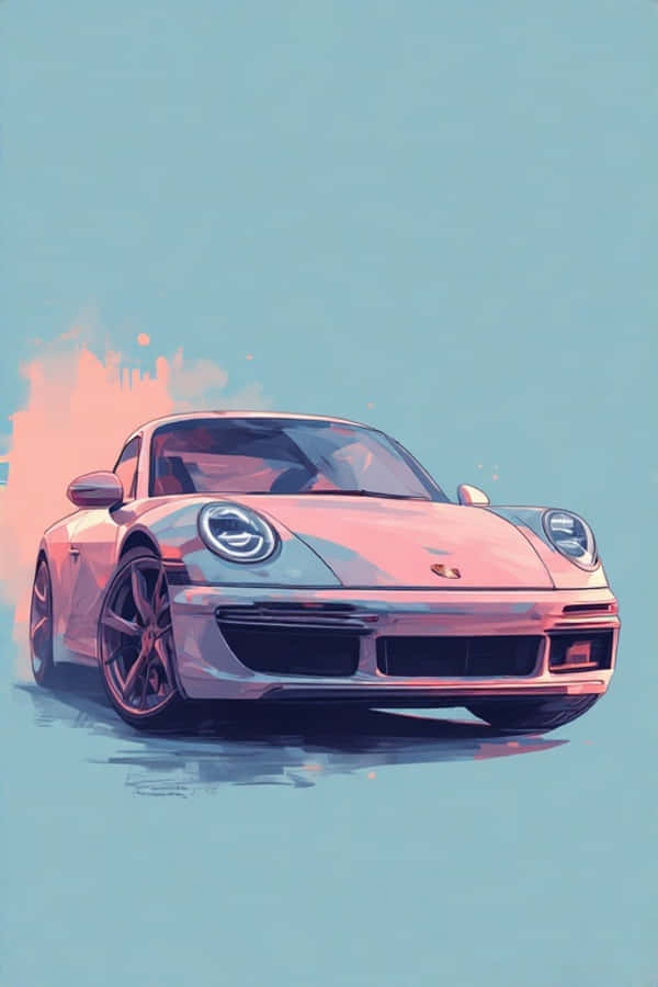 Masining at Eleganteng Pastel Portrait ng Porsche 911 sa 4K Wallpaper