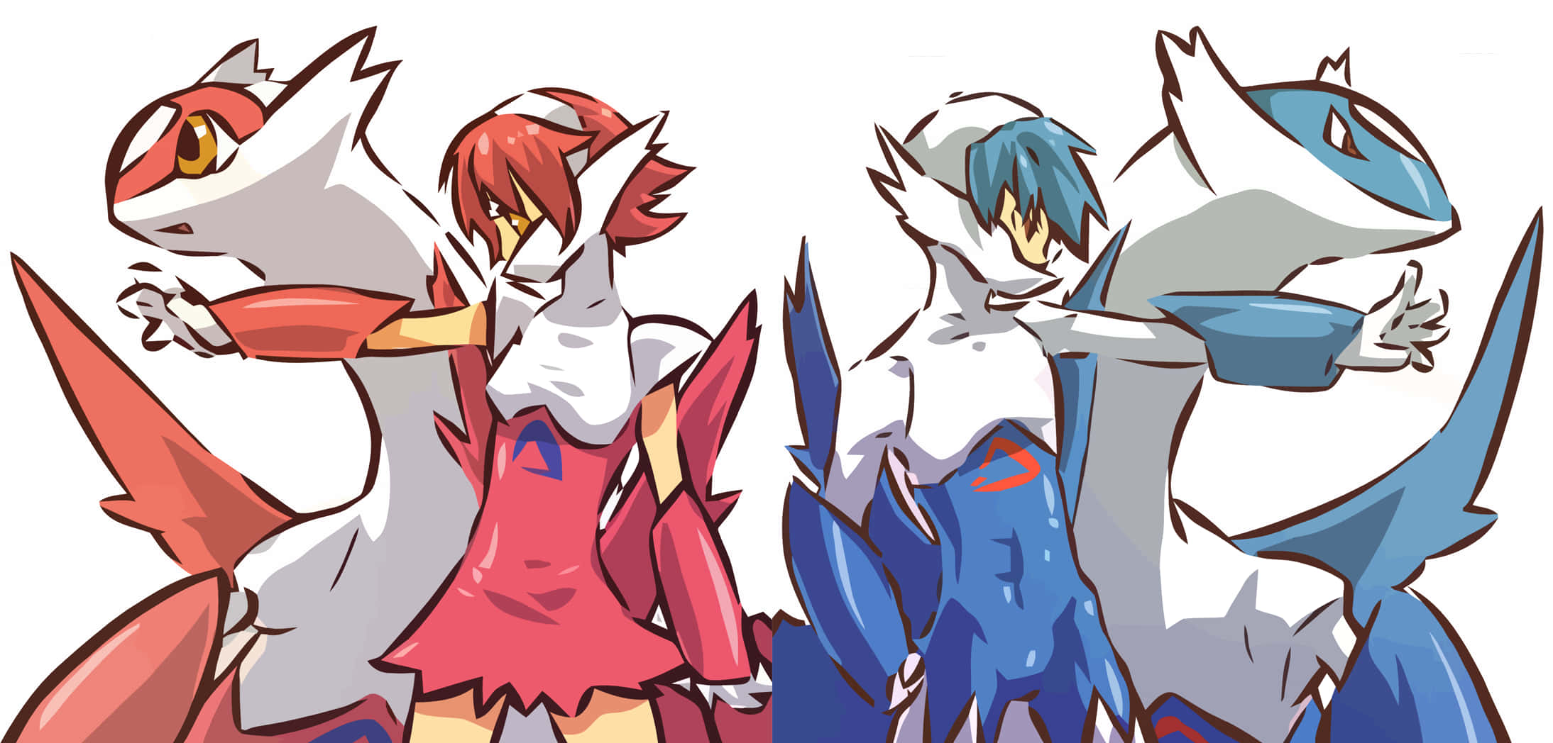 "Masining na paglalarawan ng Latias at Latios sa anyong tao" Wallpaper