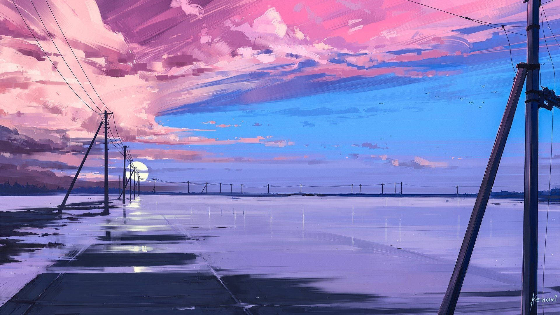 Masining na Pastel na Tanawin Wallpaper
