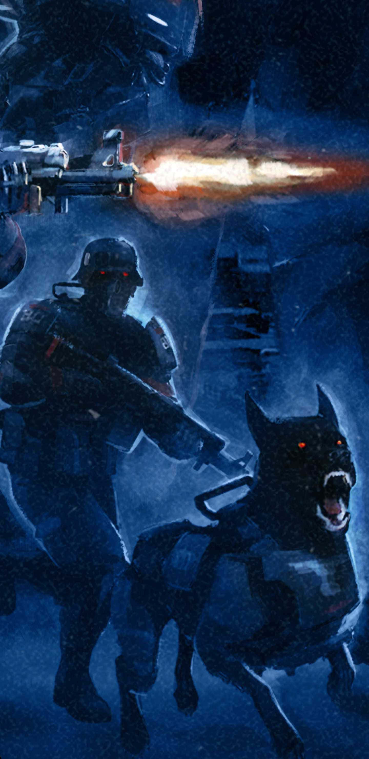 Masisidang Aksyon sa Paglalaro sa Pixel 3XL Wolfenstein II Background Wallpaper