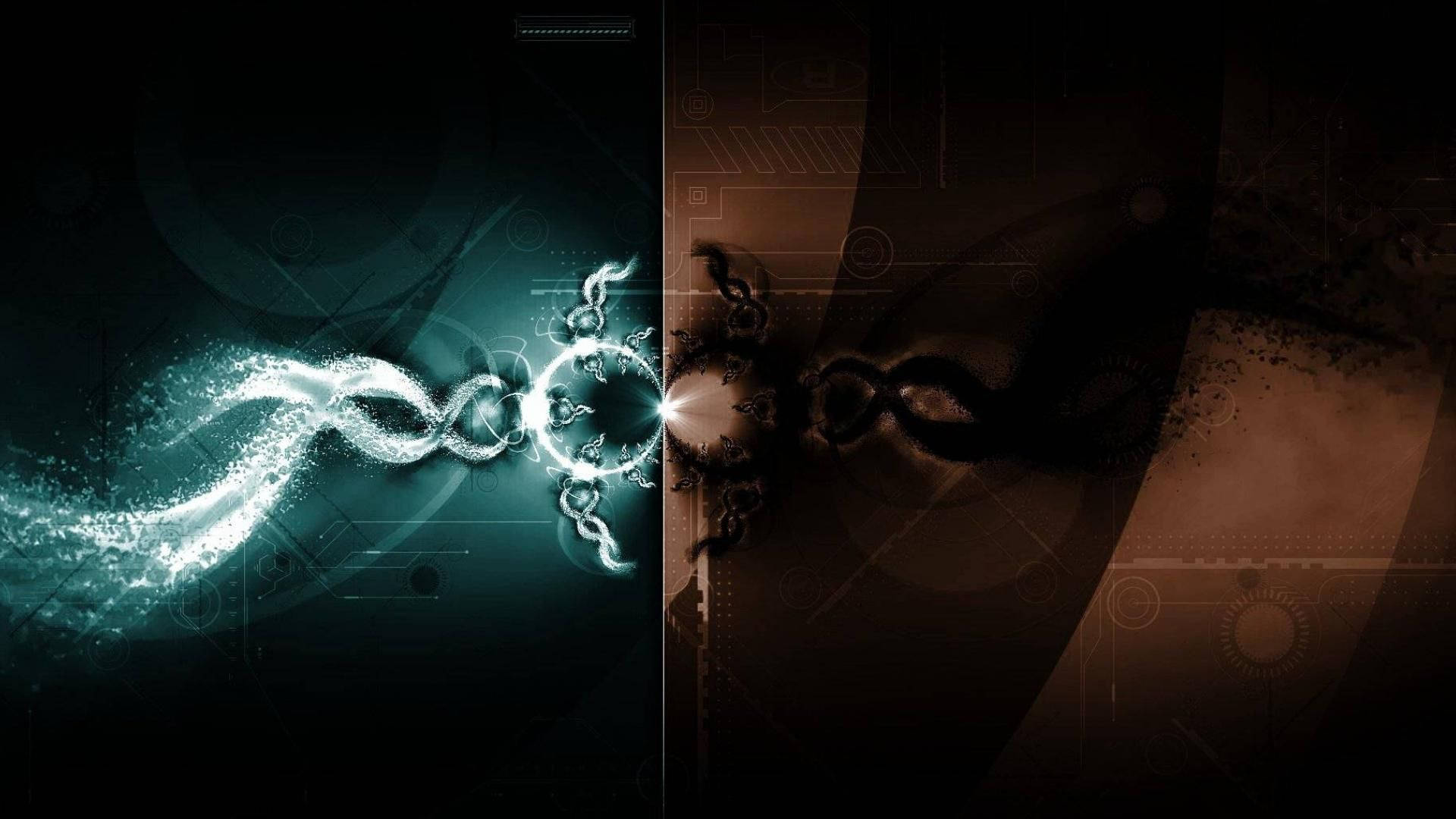 Masiyahan sa makulay at abstract na liwanag sa dalawahang monitor Wallpaper