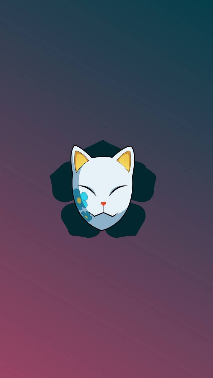 Mask ng Demon Slayer na May Asul na Bulaklak Wallpaper