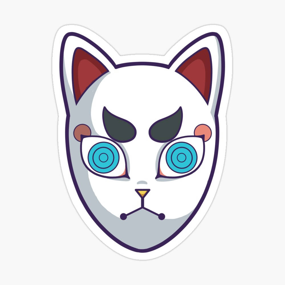 Maskara ng Demon Slayer na may Asul na Mata at Pusa Wallpaper