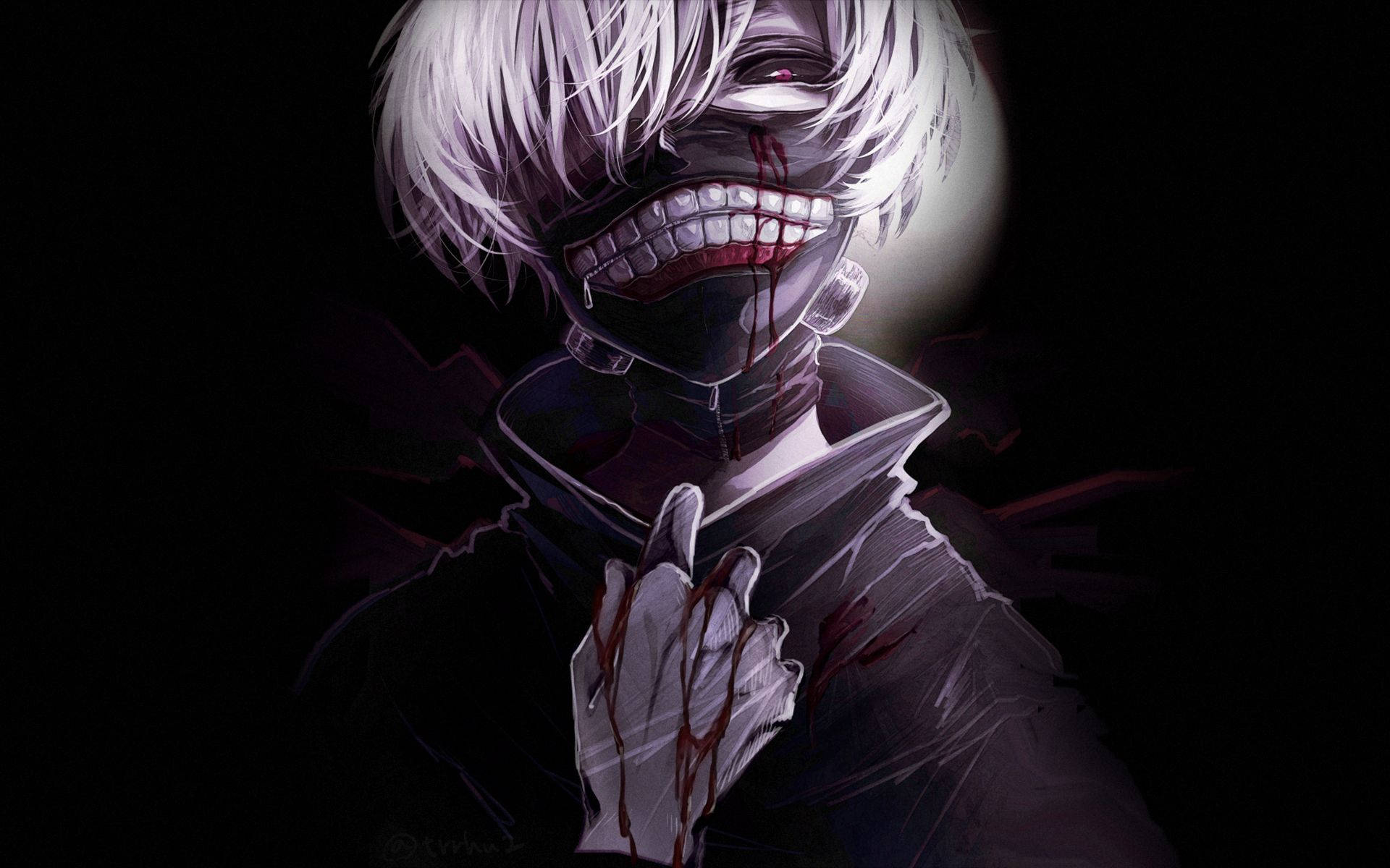 Maskara ni Ken na may Dugo mula sa Tokyo Ghoul Wallpaper