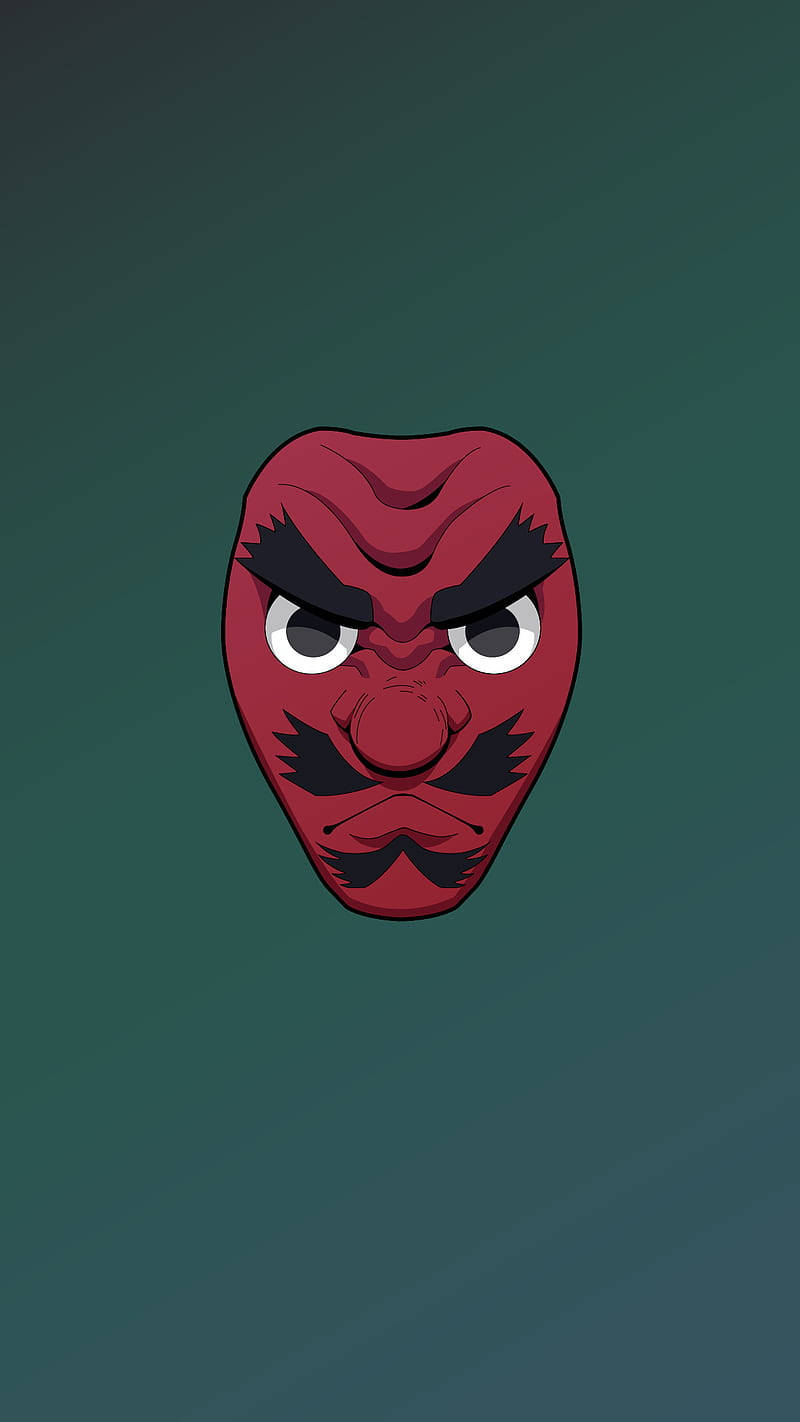 Maskarang Sakonji na Malalim na Pulang Demon Slayer Wallpaper