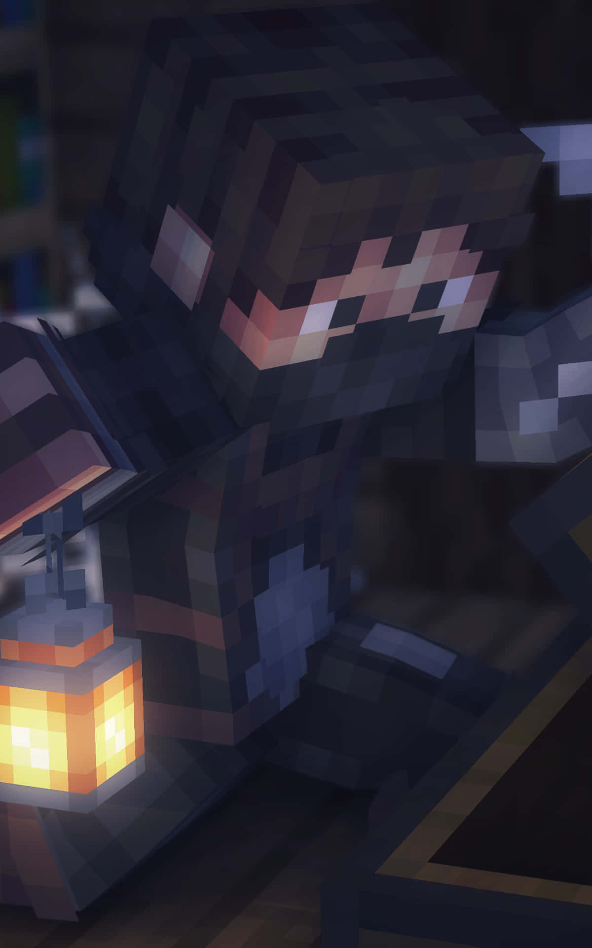 Masked Player Pixel 3 Minecraft Background Wallpaper