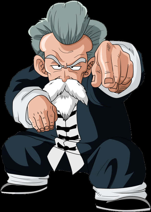 Master Roshi na nakaturo sa Dragon Ball Wallpaper