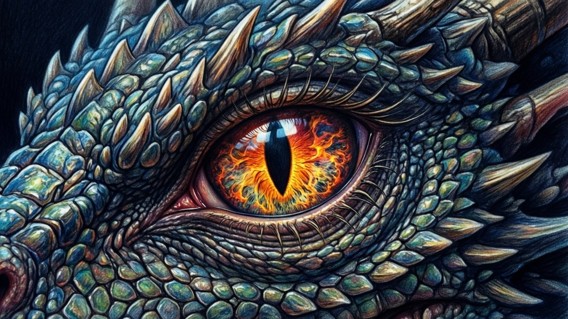 Mata ng Dragon na Astig na Guhit Wallpaper