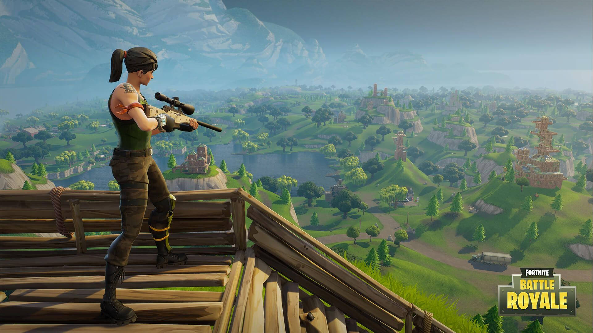 Matalinong talunin ang iyong mga kalaban gamit ang tumpak na pamamaraan ng pag-snipe sa Fortnite. Wallpaper