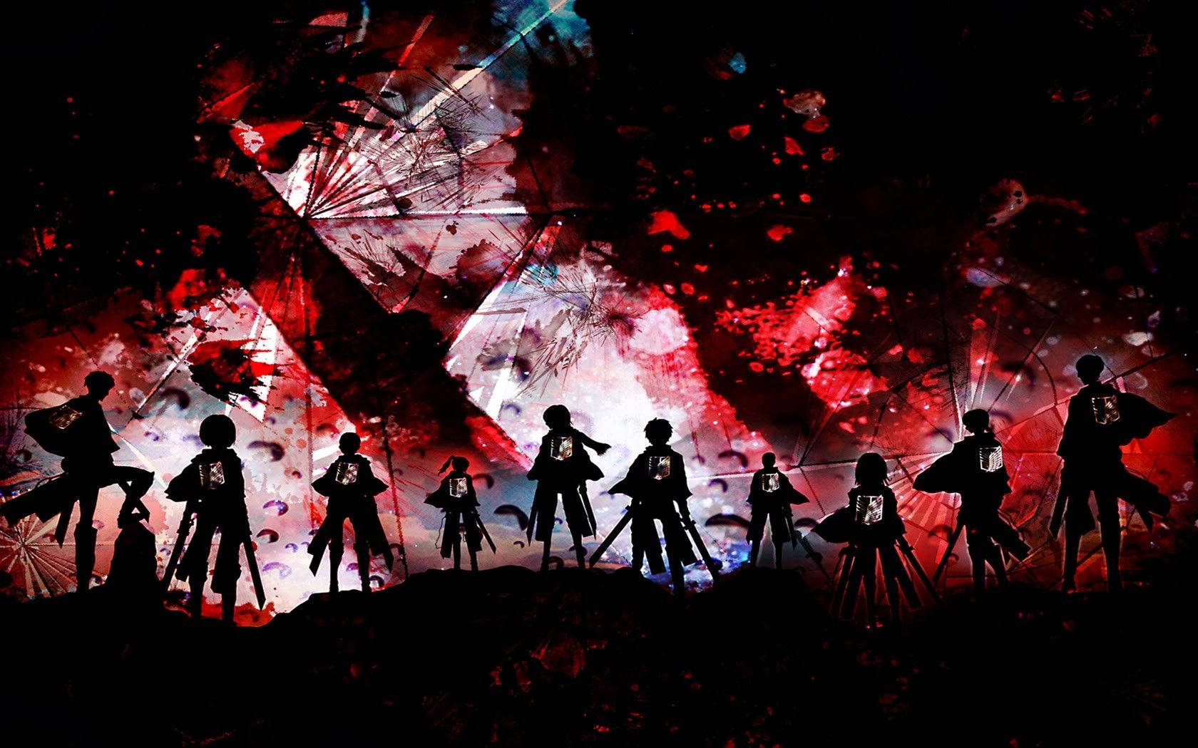 Matapang na Bumangon ang mga Miyembro ng Survey Corps Laban sa Attack on Titan Wallpaper