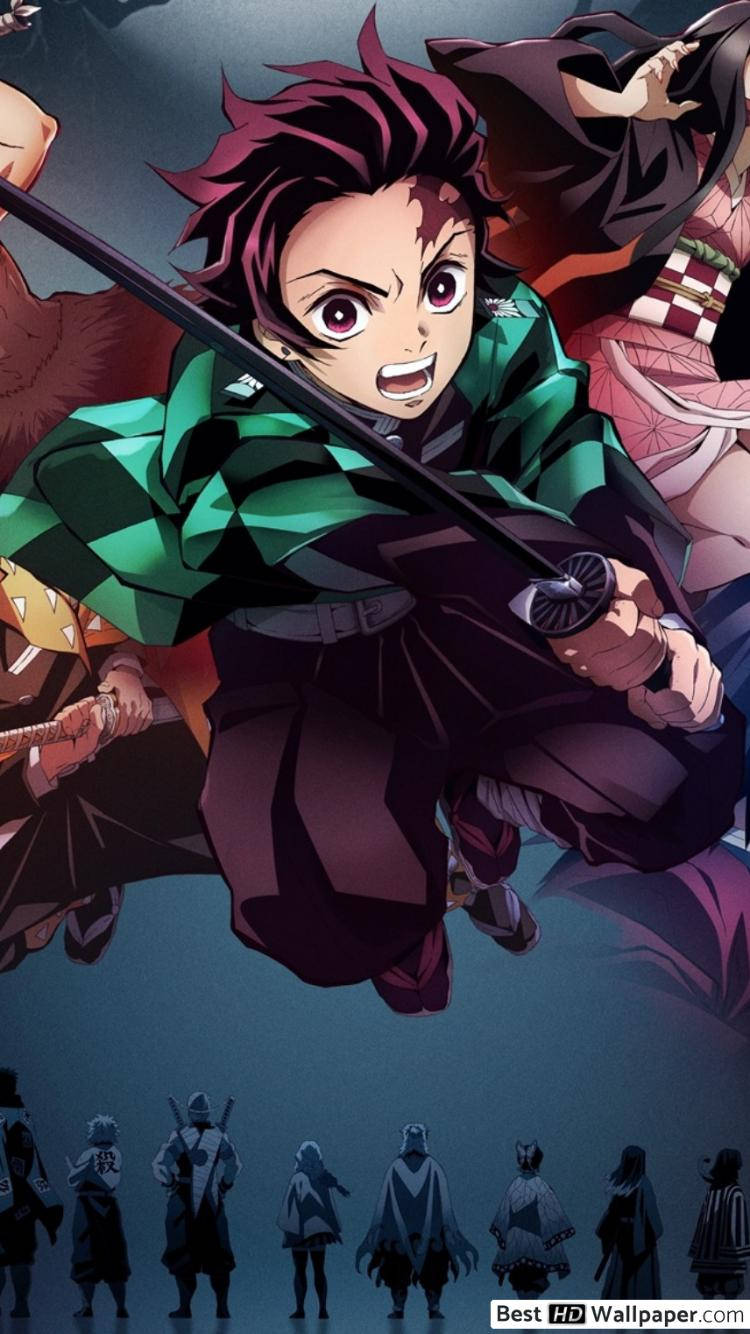 Matapang na humaharap si Tanjiro sa isang Demonyo Wallpaper