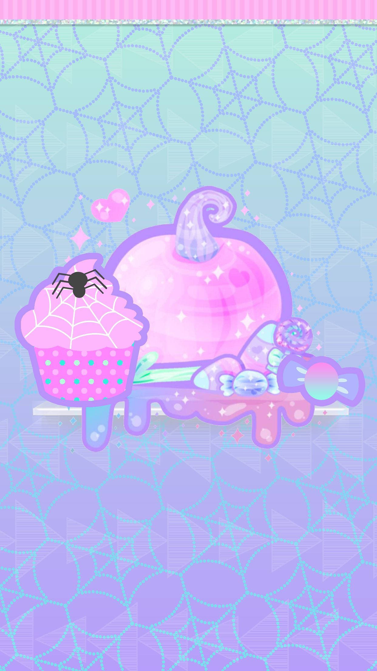 Matatamis na Halloween na Kawaii Wallpaper