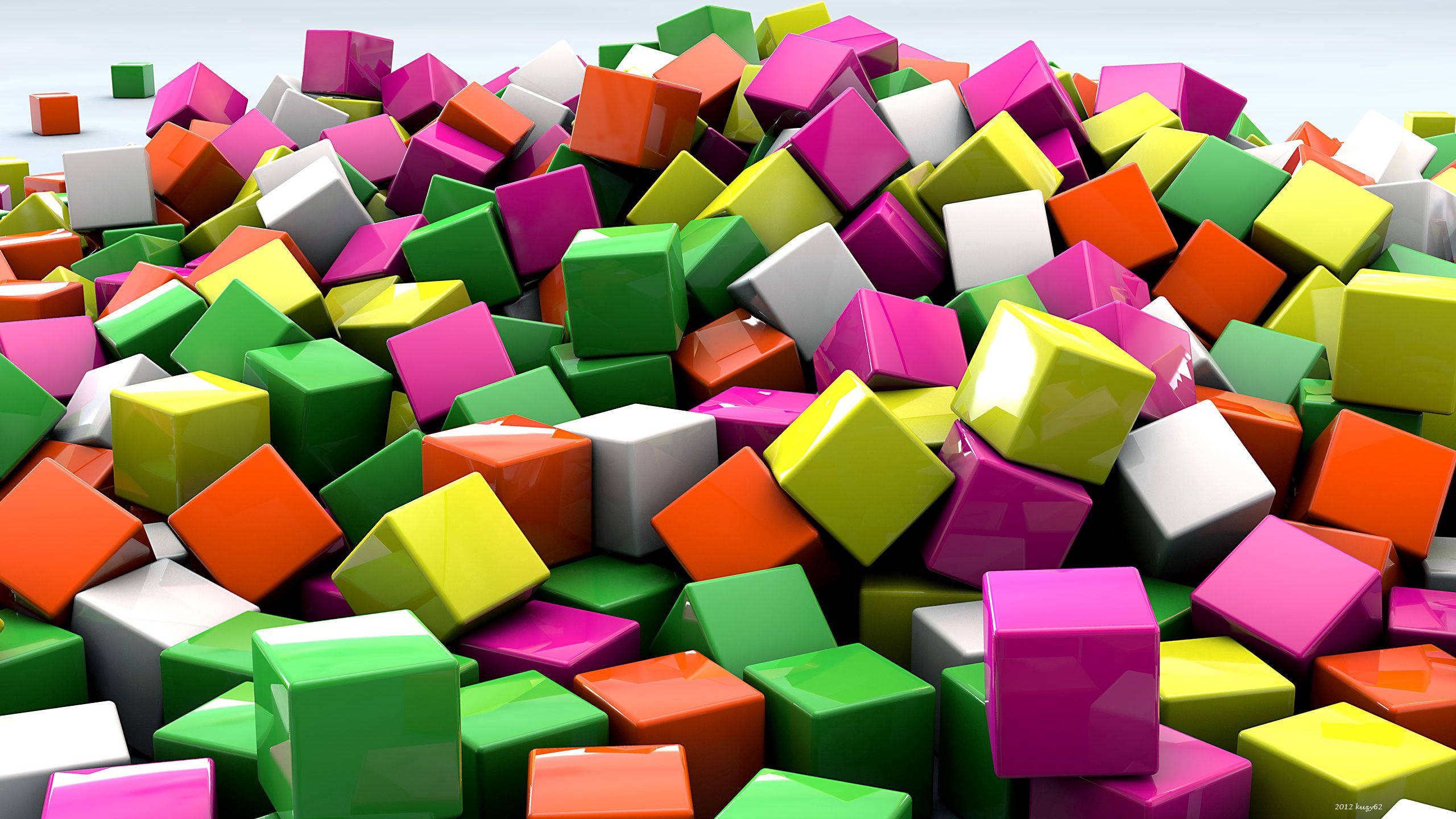 Matingkad na Kulay na 3D na mga Cube Wallpaper