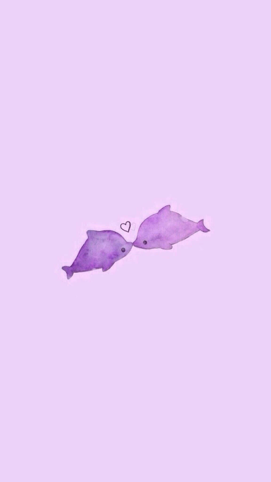 Matingkad na Lila na May Nakatutuwang mga Guhit Wallpaper