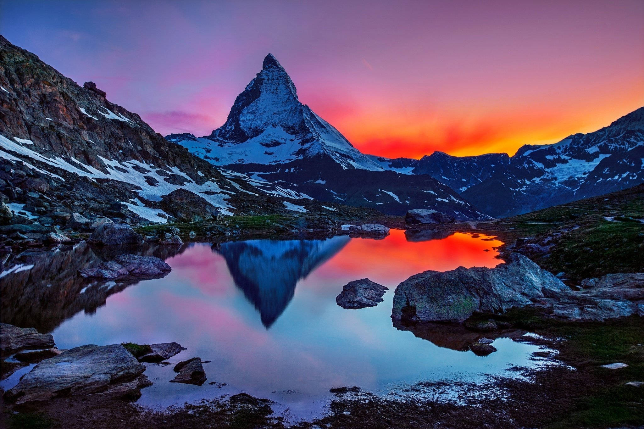 Matterhorn Magandang Paglubog ng Araw Wallpaper