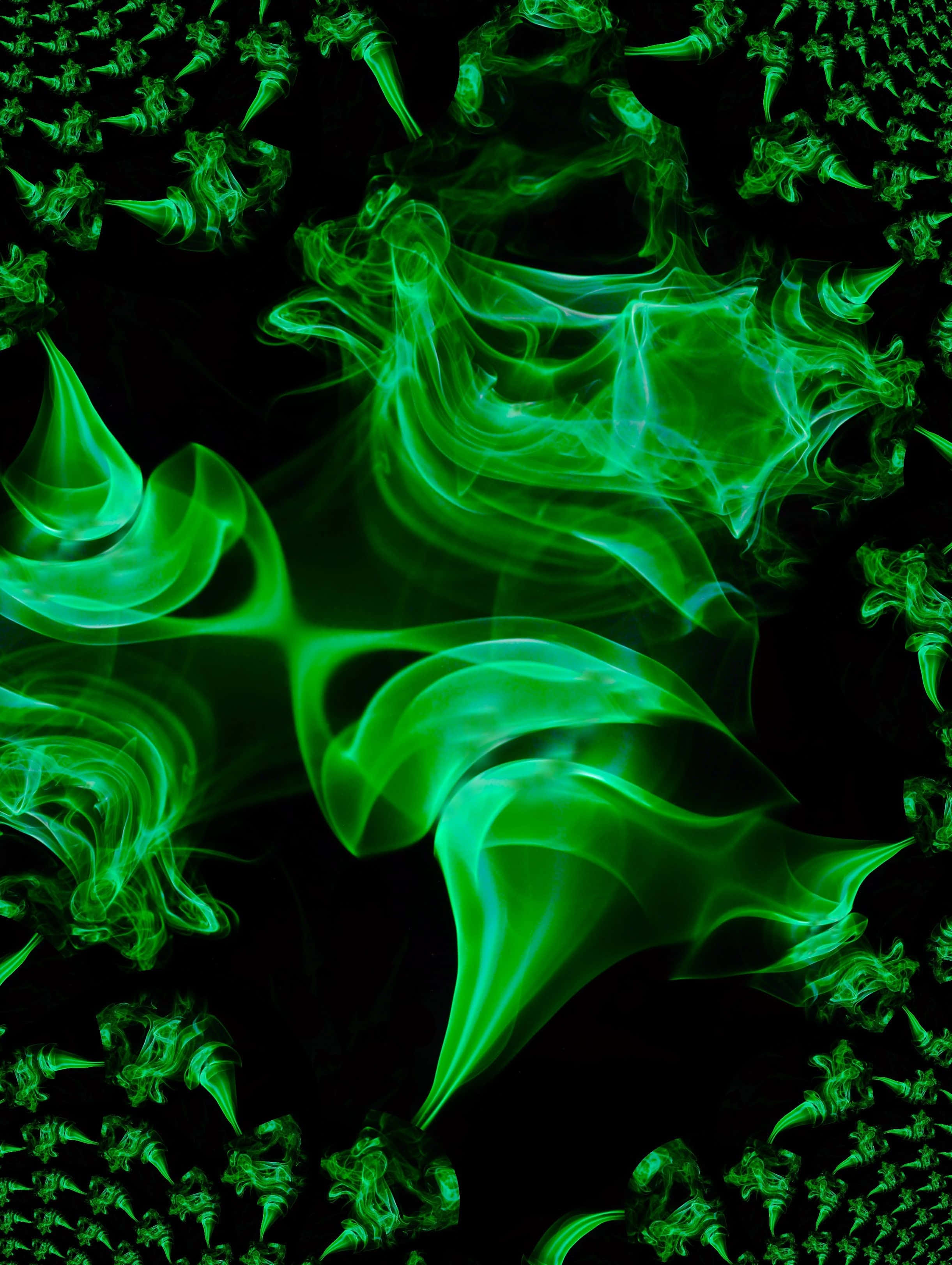 Mausok na Likuran na Kumikinang na Neon Berde na Usok Wallpaper