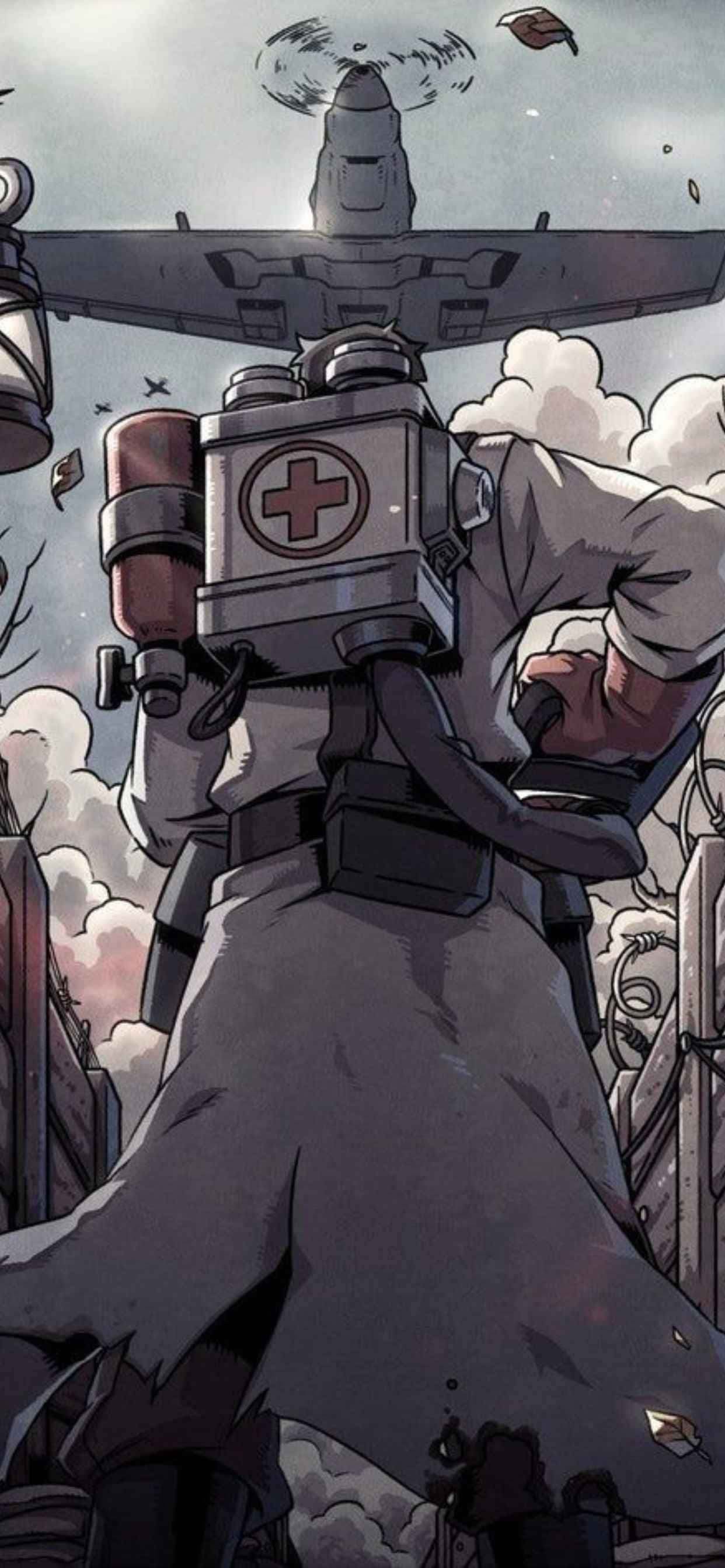 Medic Plane iPhone Xs Max Team Fortress 2 Background Wallpaper