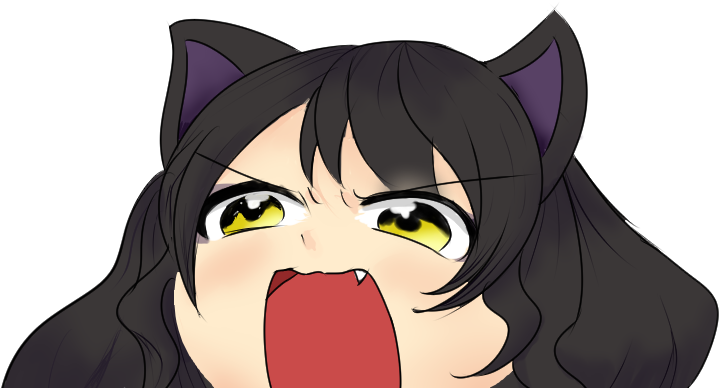 Memeng Galit na Batang Babae na May Tenga ng Pusa.PNG Wallpaper