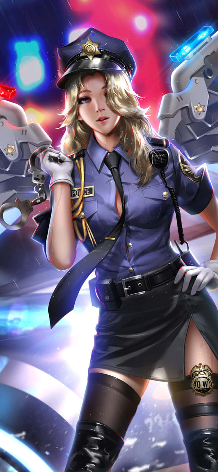 Mercy Police Uniform iPhone XS Overwatch Background Wallpaper