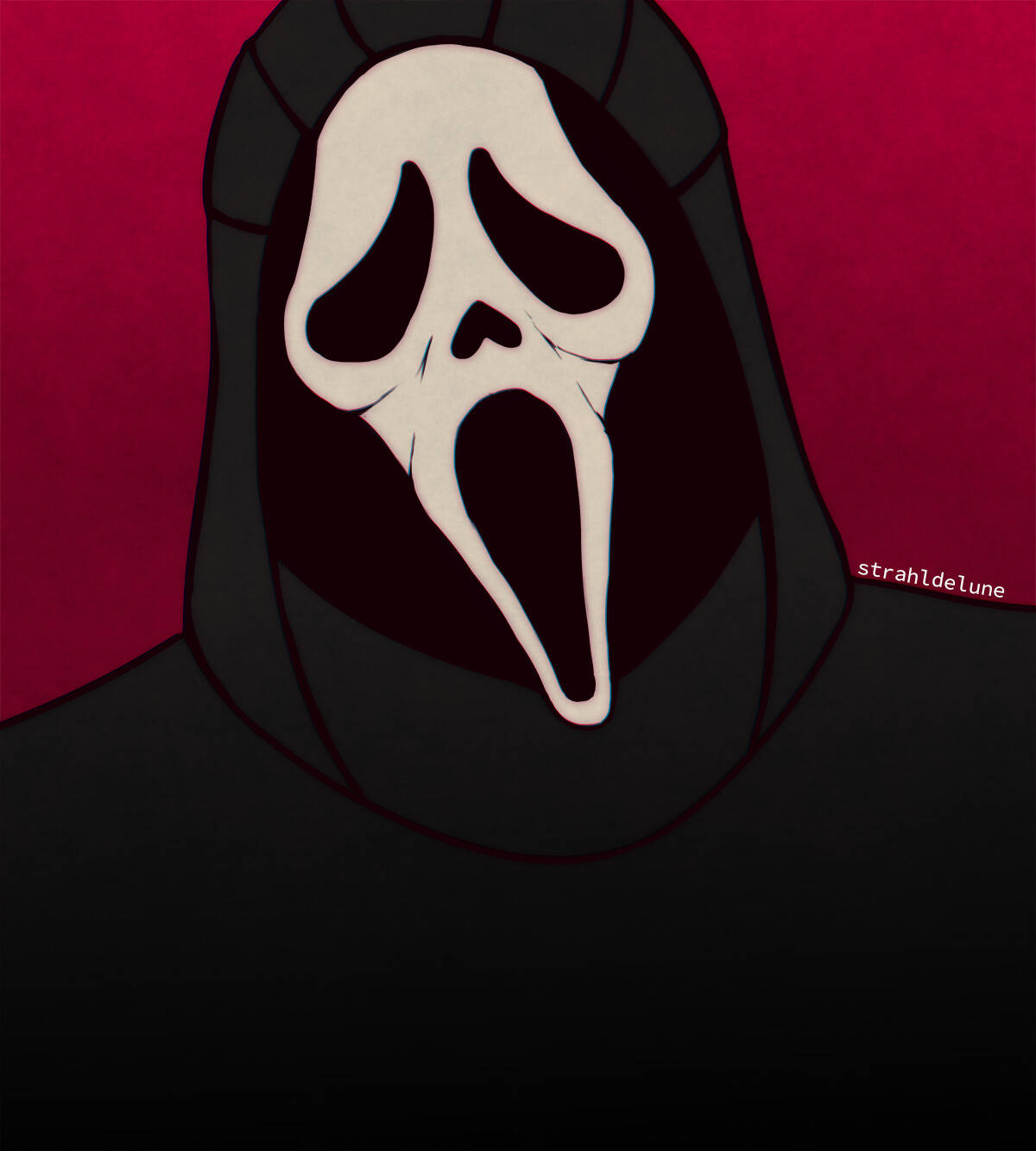 Mesmerizing Image ng Ghostface sa Pink Backdrop Wallpaper