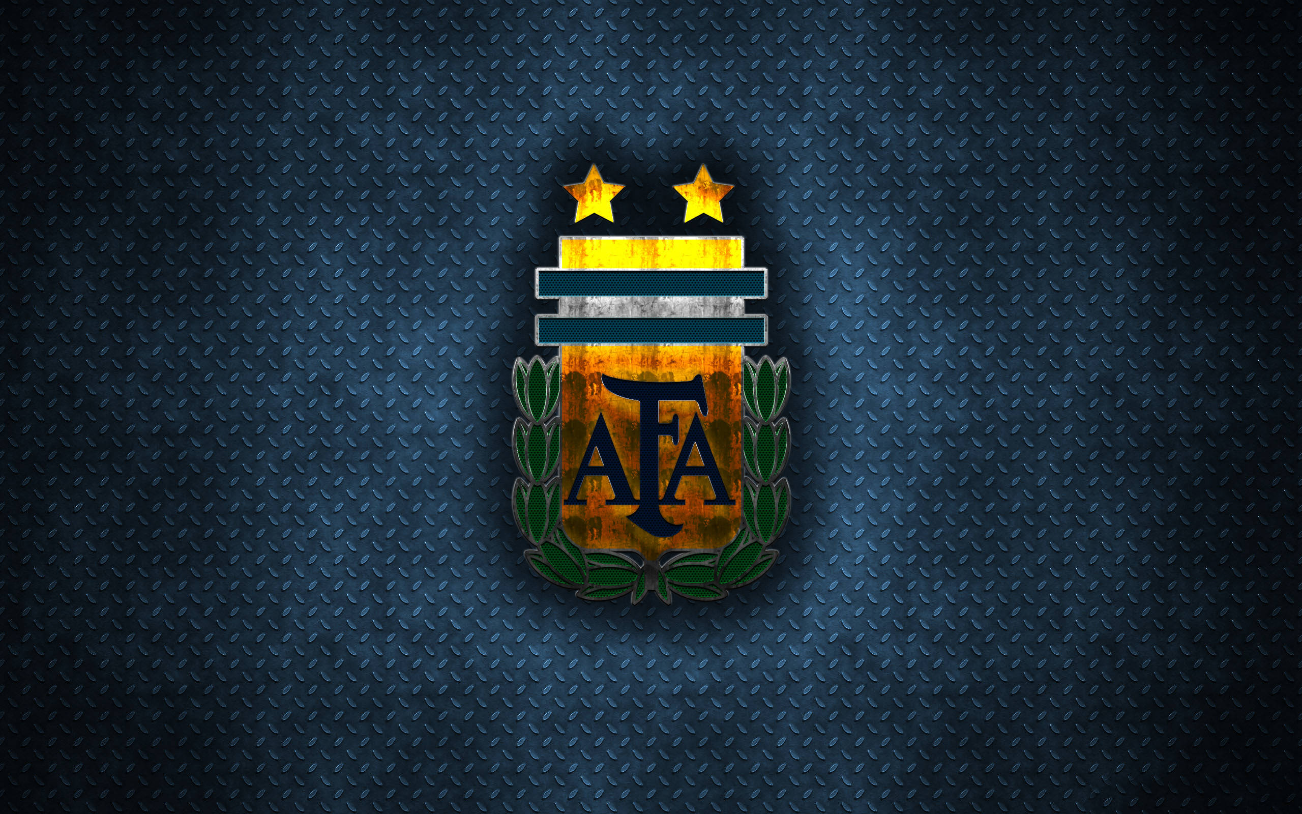 Metallic na Sagisag ng Pambansang Koponan ng Football ng Argentina Wallpaper