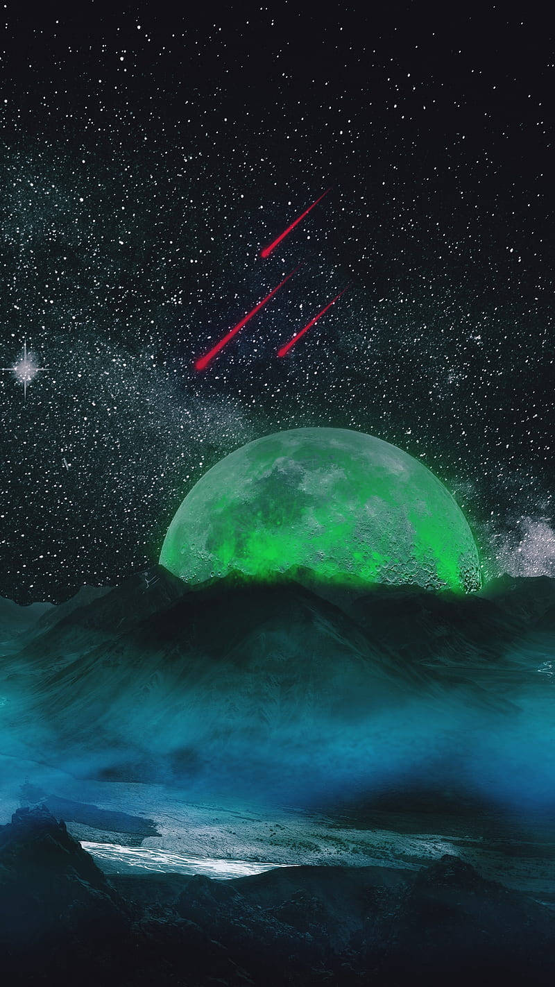 Meteor na Pulang Buwan Wallpaper