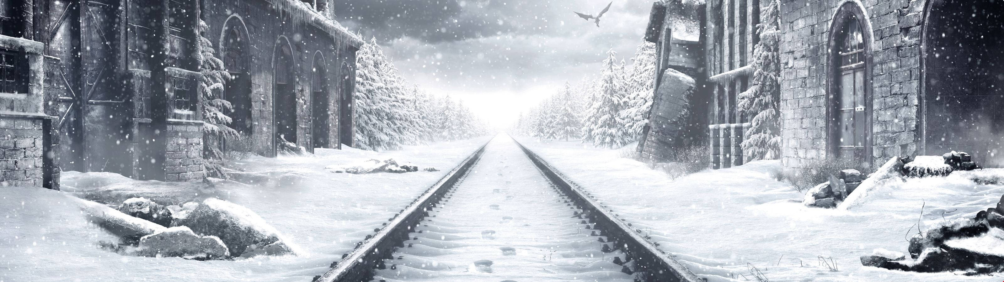 Gusaling Gusali sa Niyebe mula sa Metro Exodus Wallpaper