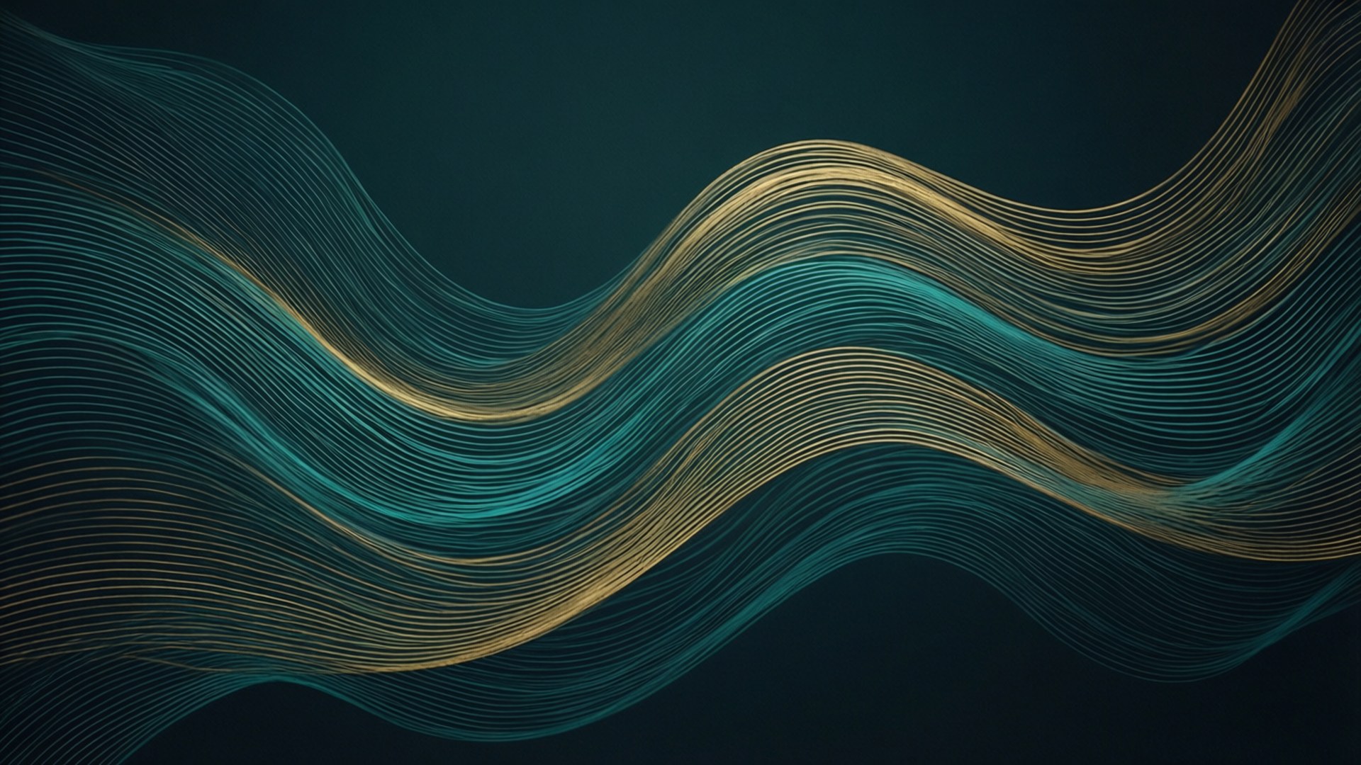 Mga Alon na Teal at Ginto Wallpaper