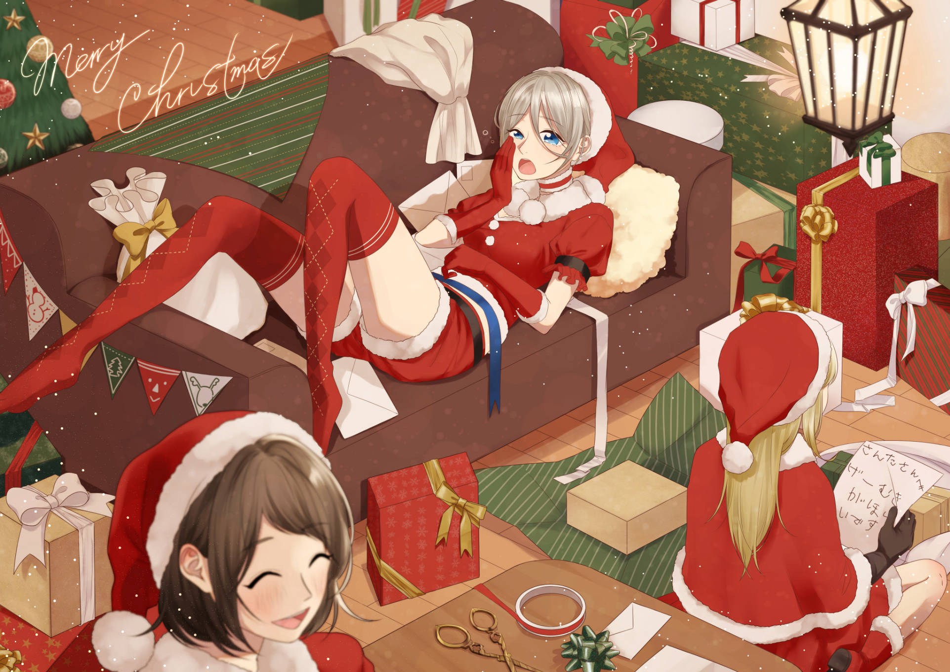 Mga Anime na Babaeng Katulong sa Pasko Wallpaper