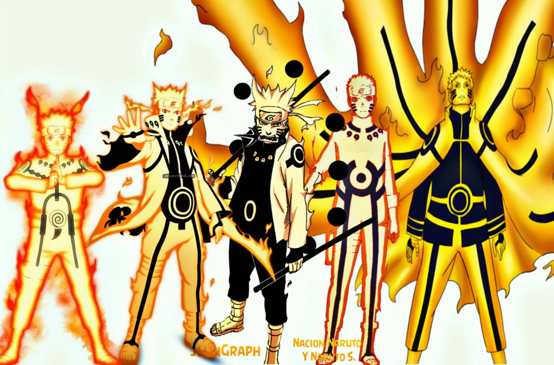 Mga Astig na Anyo ng Chakra ni Naruto Kurama Wallpaper
