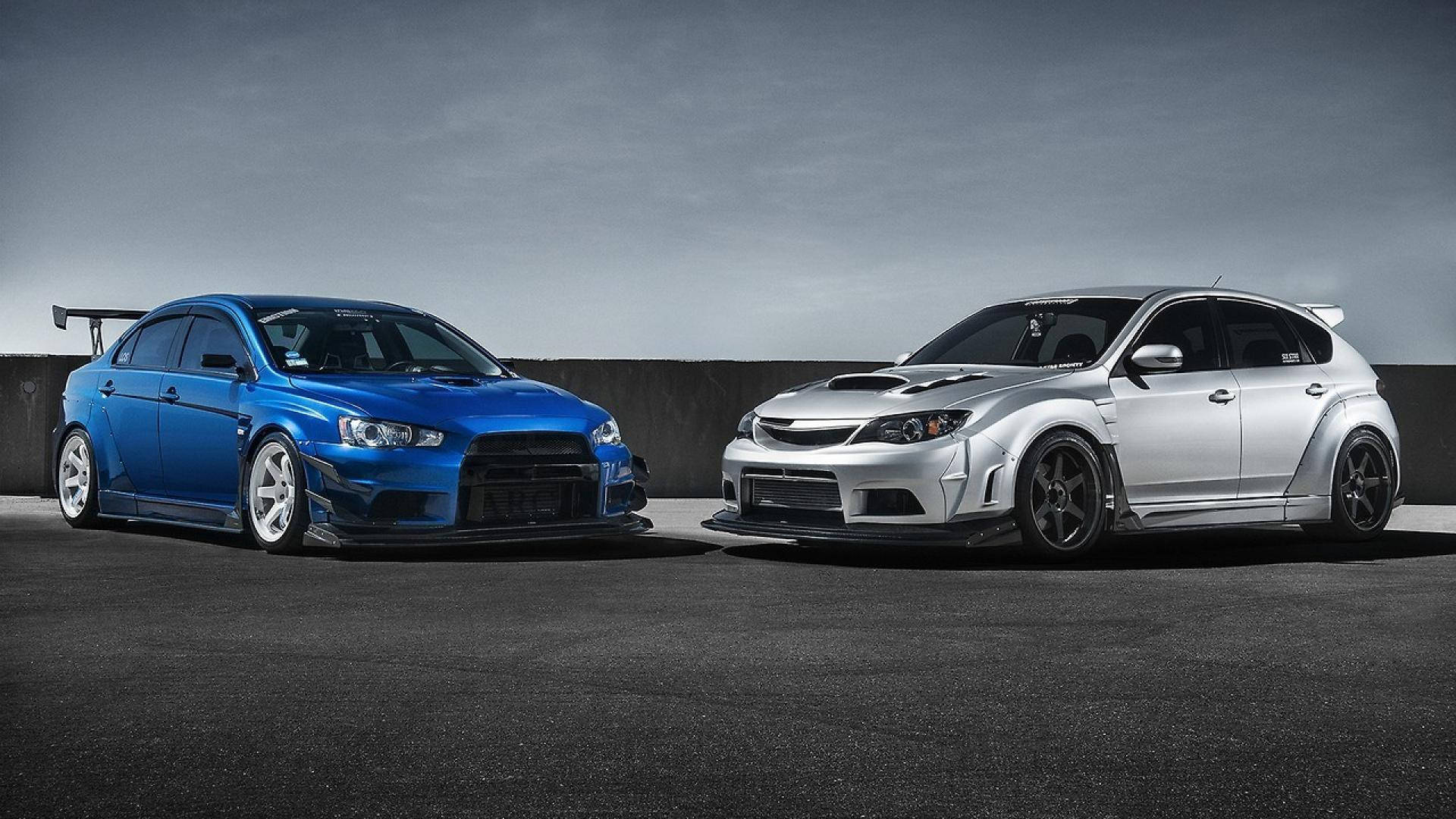 Mga Asul at Pilak na Sasakyan JDM Wallpaper