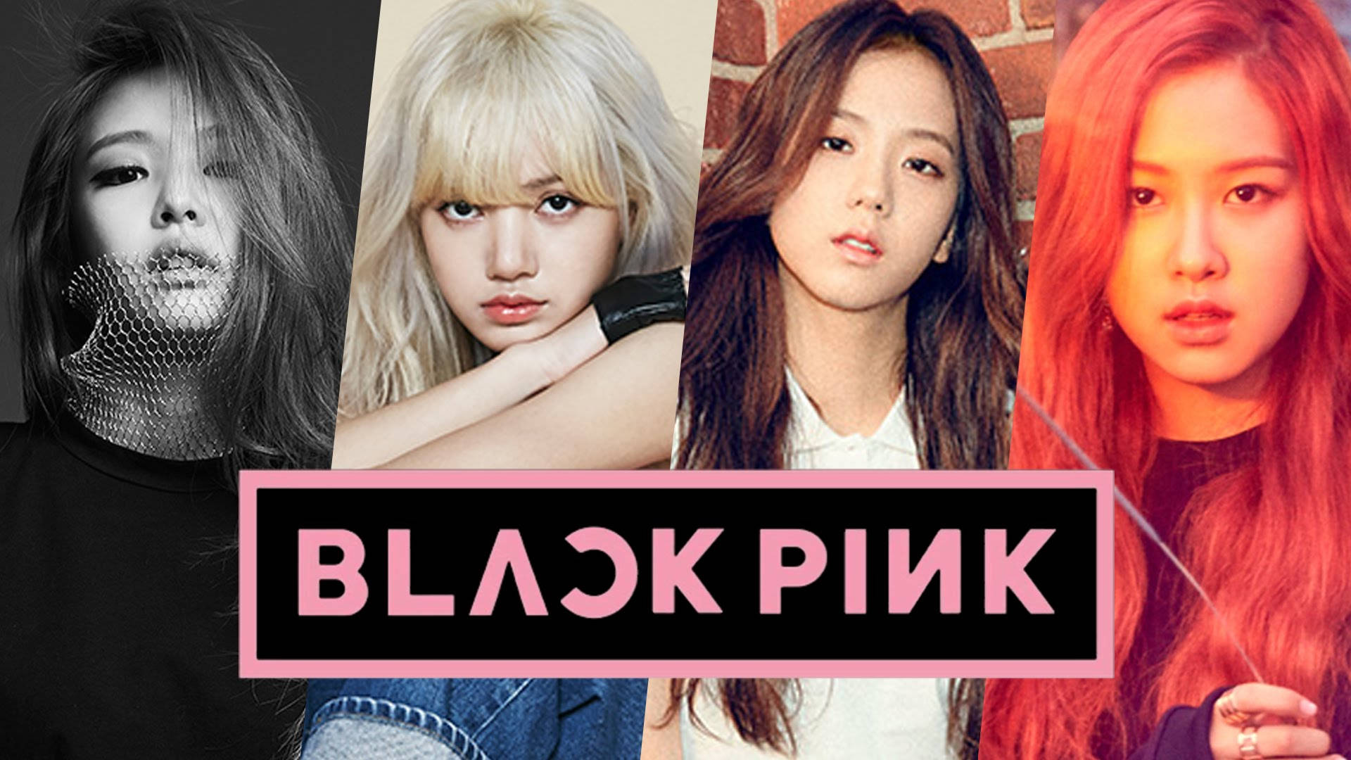 Mga Banner ng Blackpink Members na may Logo Wallpaper