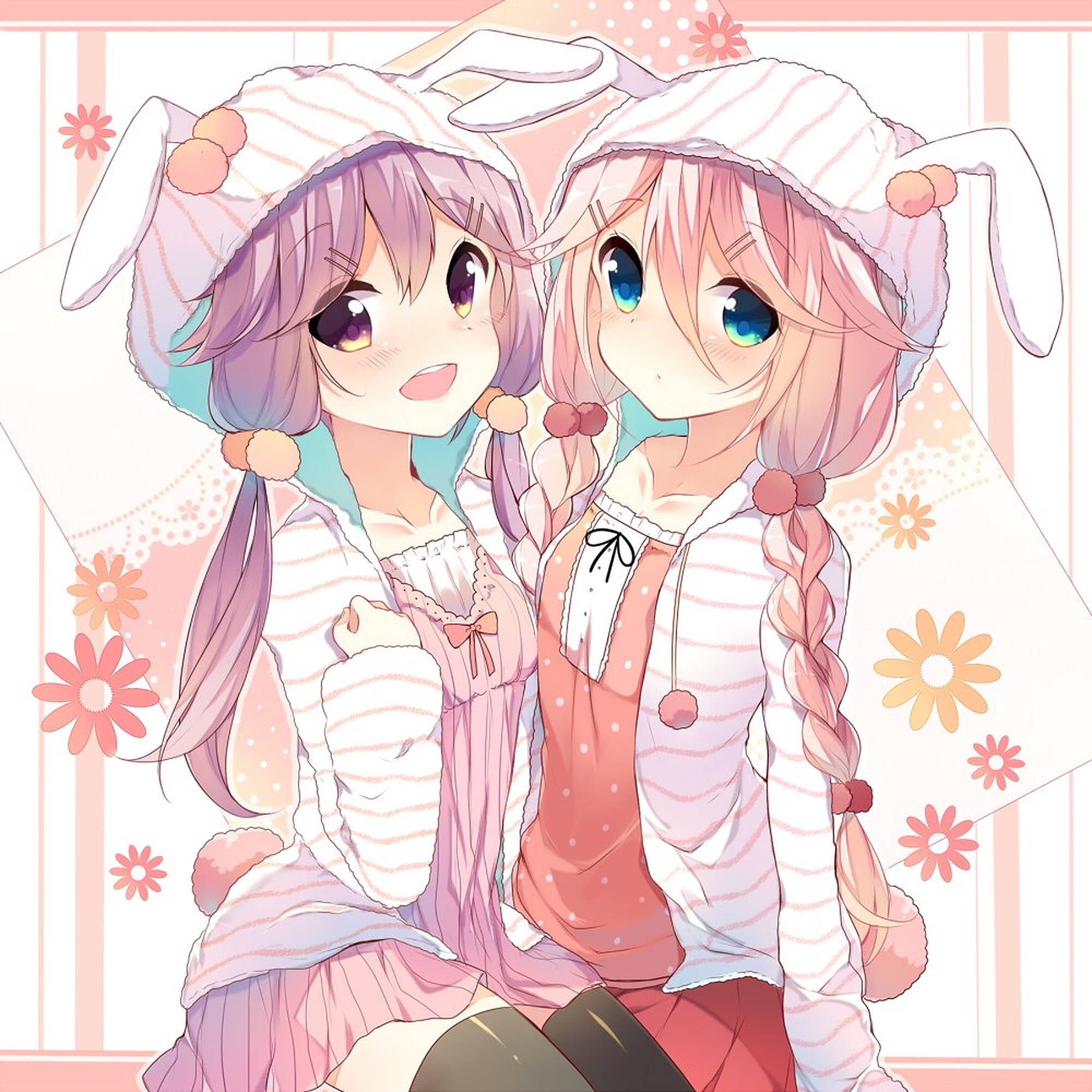Mga Batang Anime na May Tengang Kuneho Wallpaper