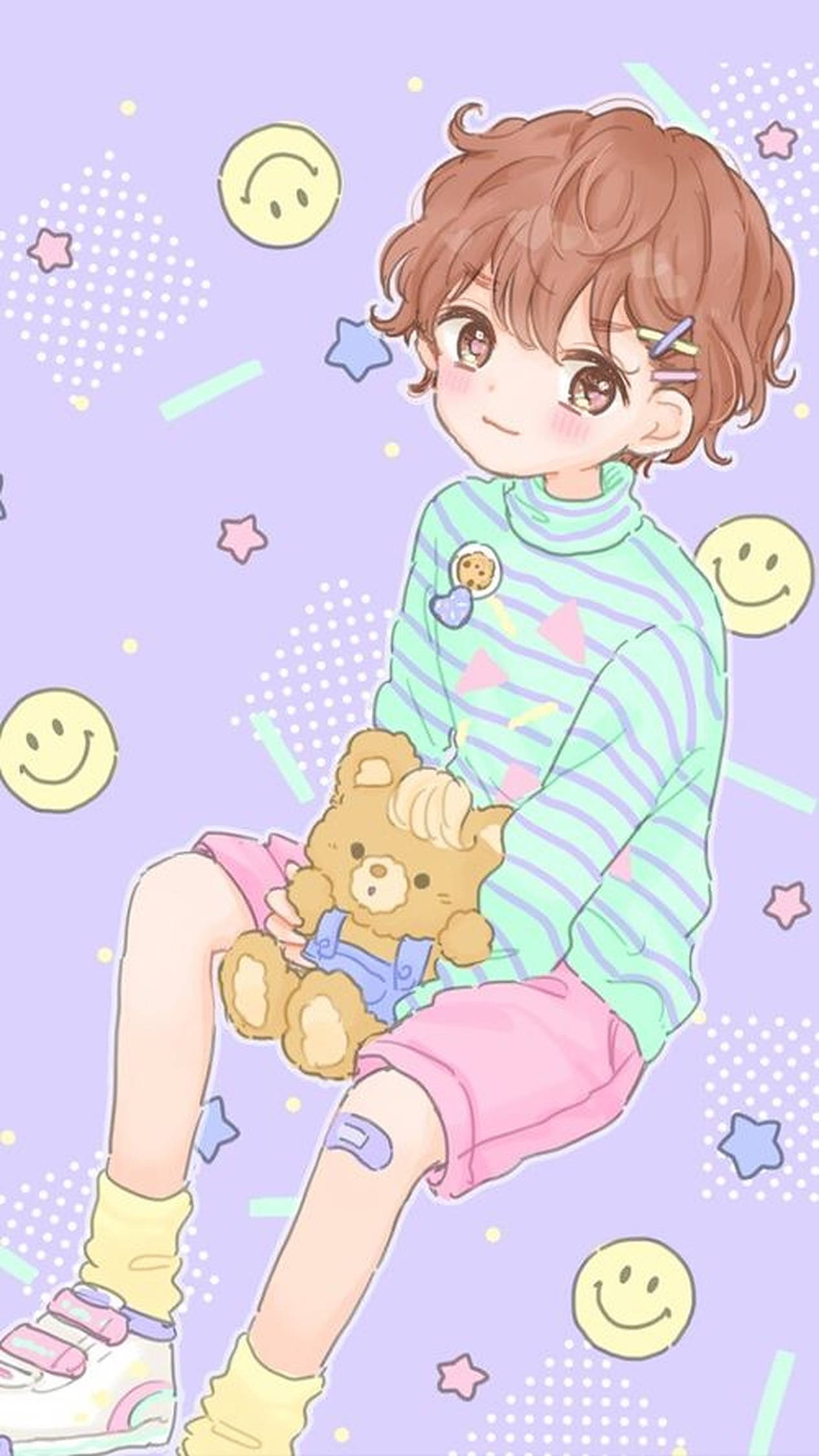 Mga Batang Anime na Pastel Wallpaper