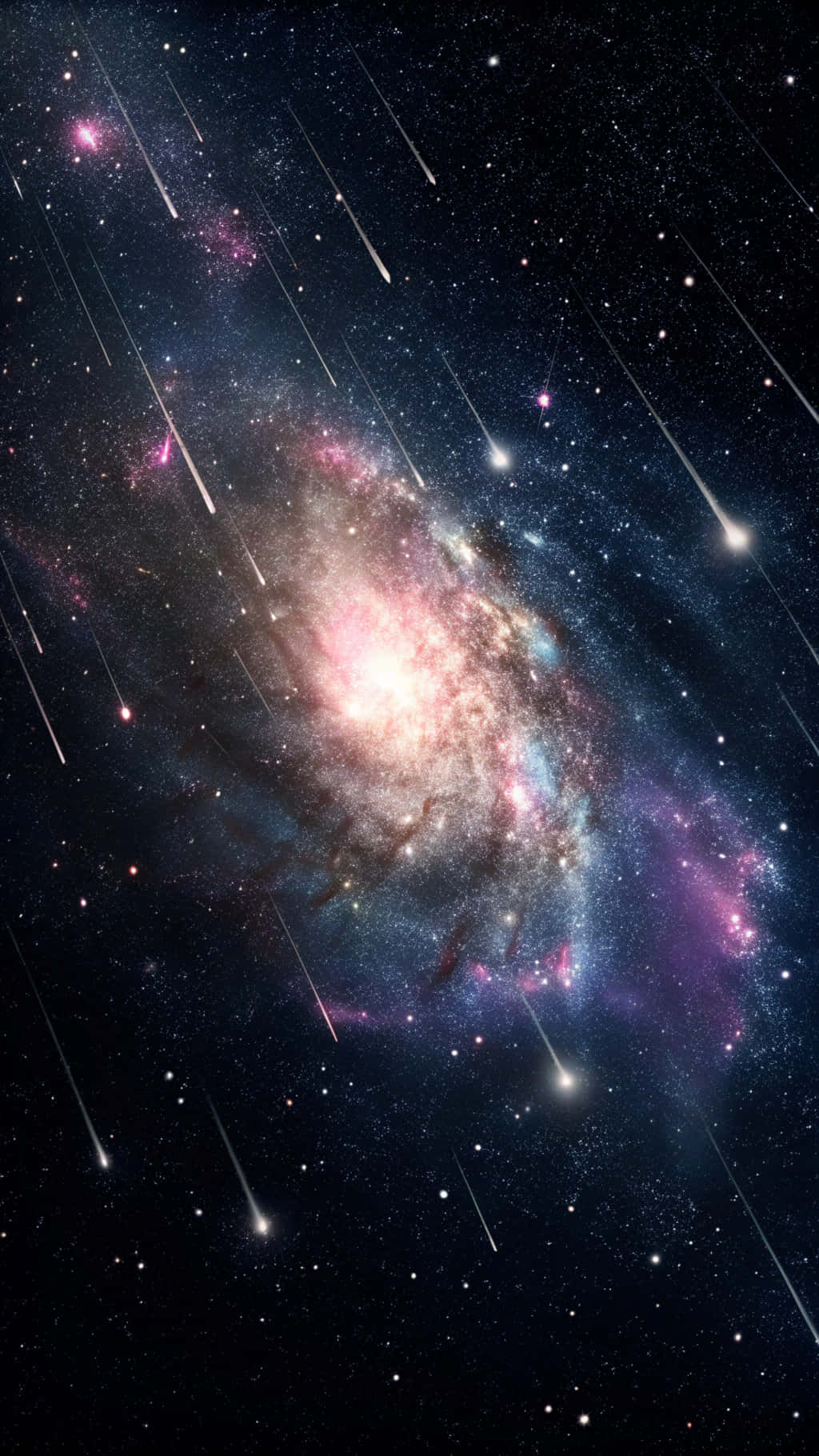 Mga bituin na bumabagsak sa kalawakan ng galaxy Wallpaper