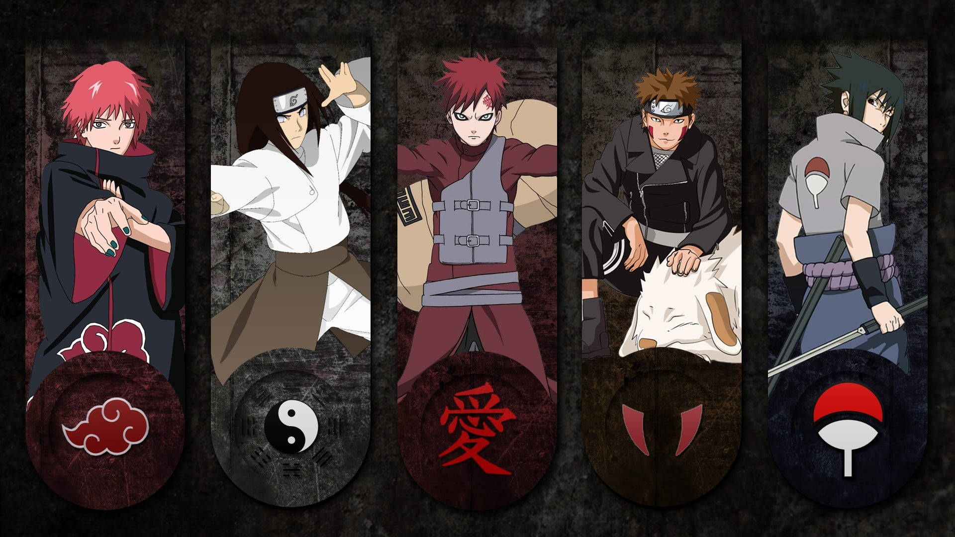 Mga Buhay na Panel ng Tauhan ng Naruto Wallpaper