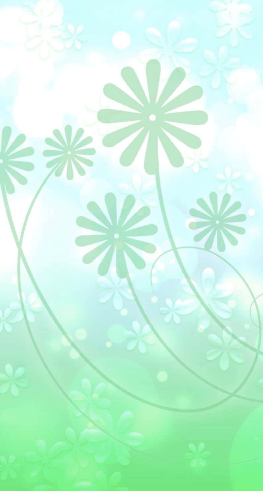 Mga Bulaklak at Tangkay sa Pastel na Luntiang Background Wallpaper